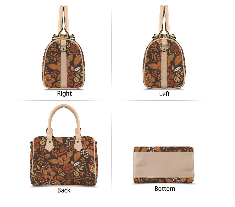 Fall Flowers Burnt Orange Brown Shoulder Cross Body Bag Satchel 8 x 10 New