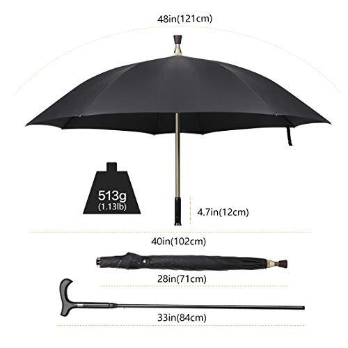 2-in-1 Walking Sticks Umbrella – Windbreak Ribs Walking Cane Assorted Colors
