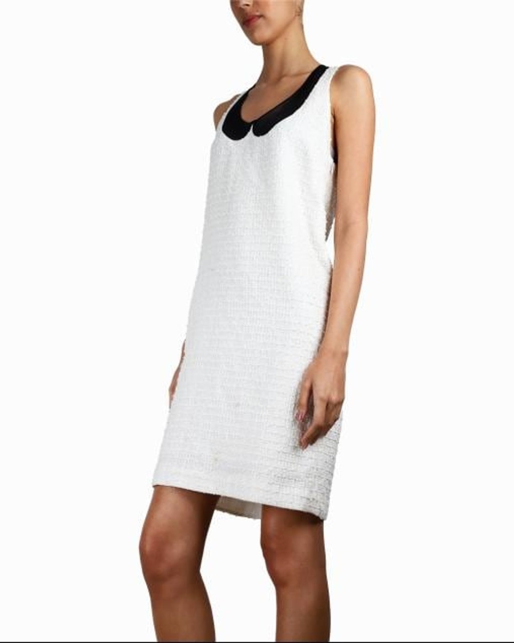 Red Valentino Bouclé Dress White Tweed Dress Peter Pan Collar