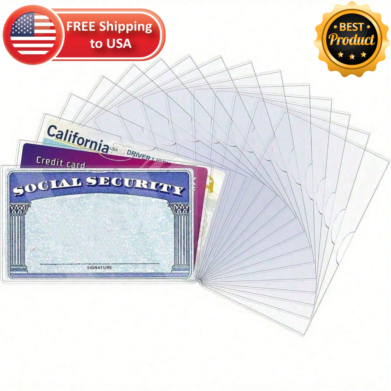 20Pcs Medical Card Holder Sleeve Waterproof PVC ID Credit License Protector Set