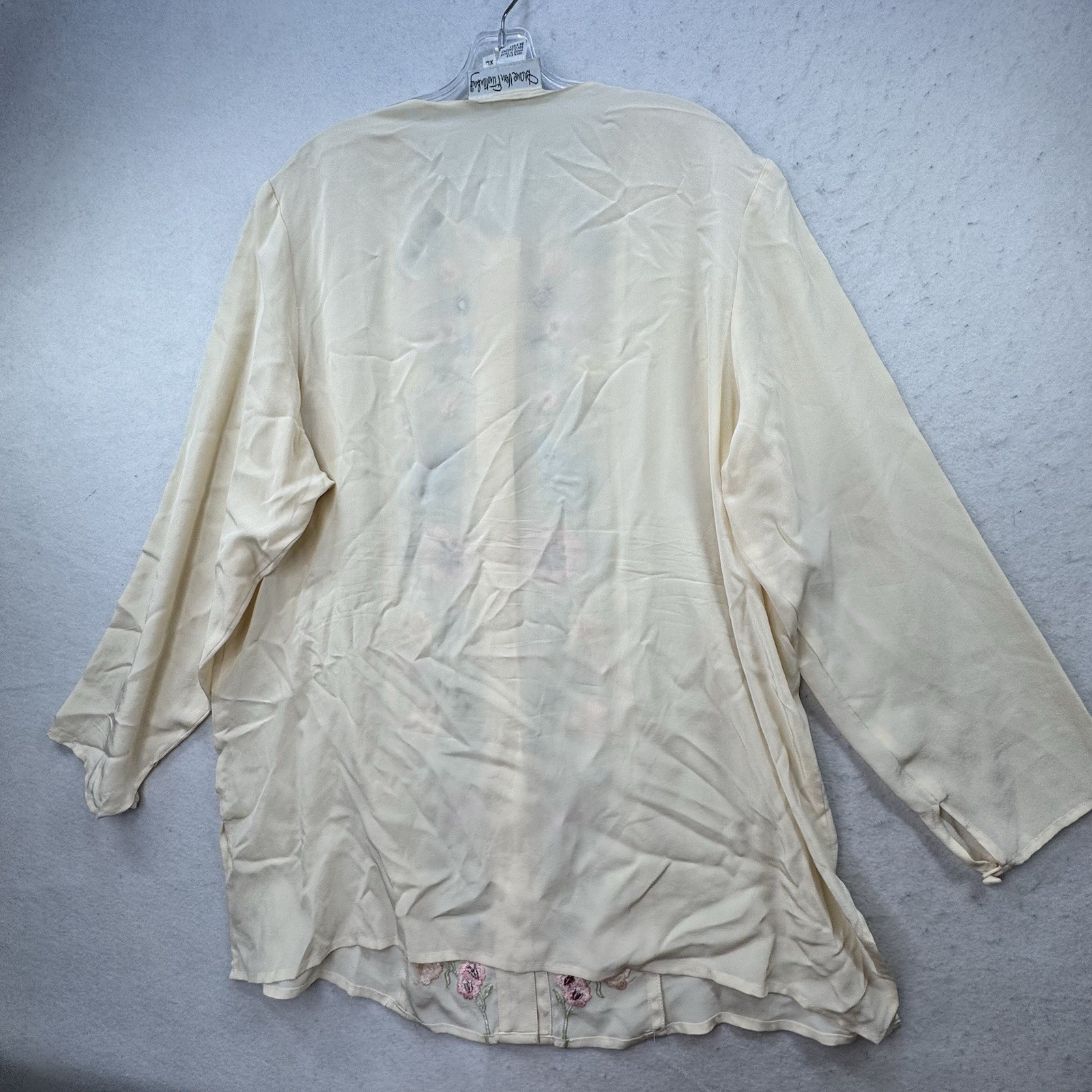 Vintage 100% Silk Diane Von Furstenburg Embroidered Tunic Top Size XL Grandma