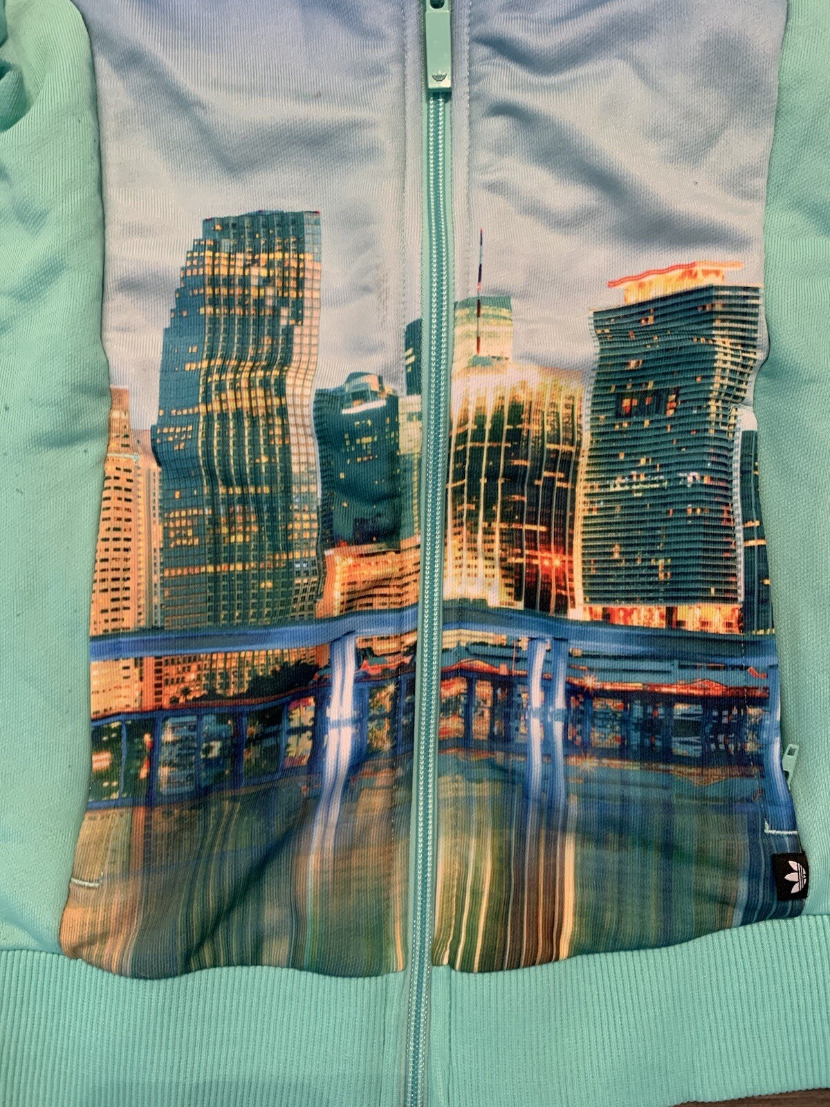 Adidas Miami Print Jacket Womens 2XS Teal Rare Originals Track City Edition 2014