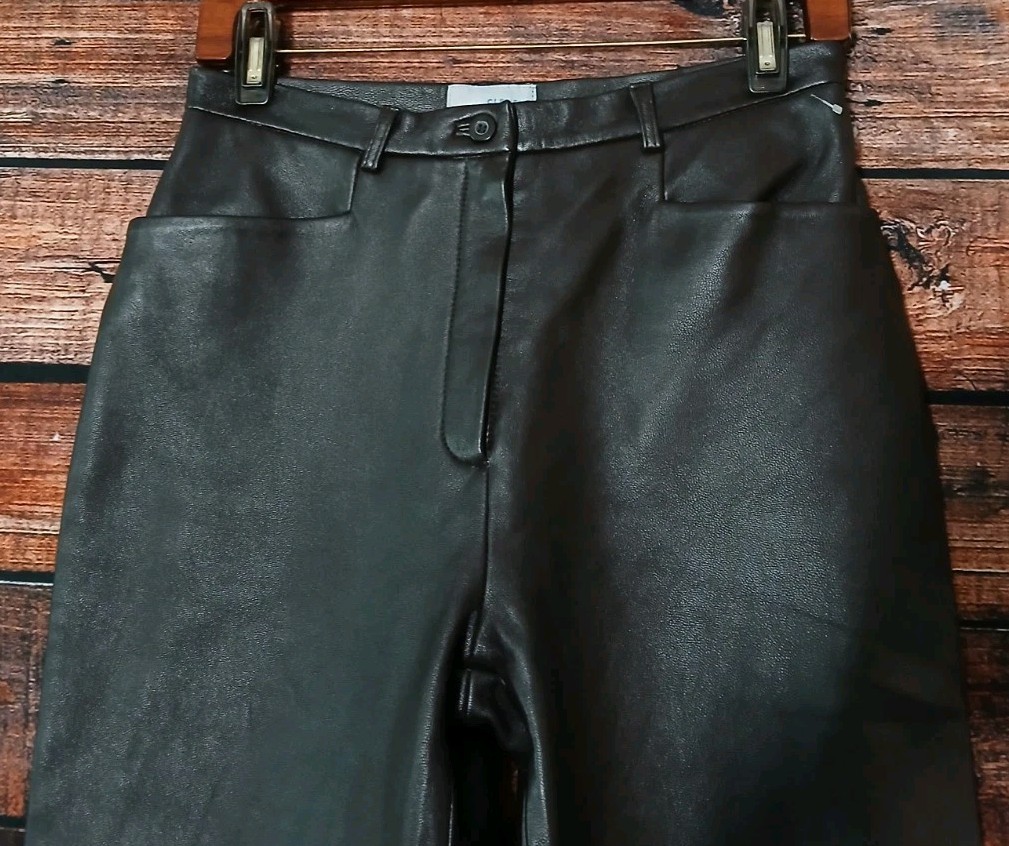 Laura Clement Collection Leather Pants Size 8 Dark Brown Real Sheep Skin Nappa