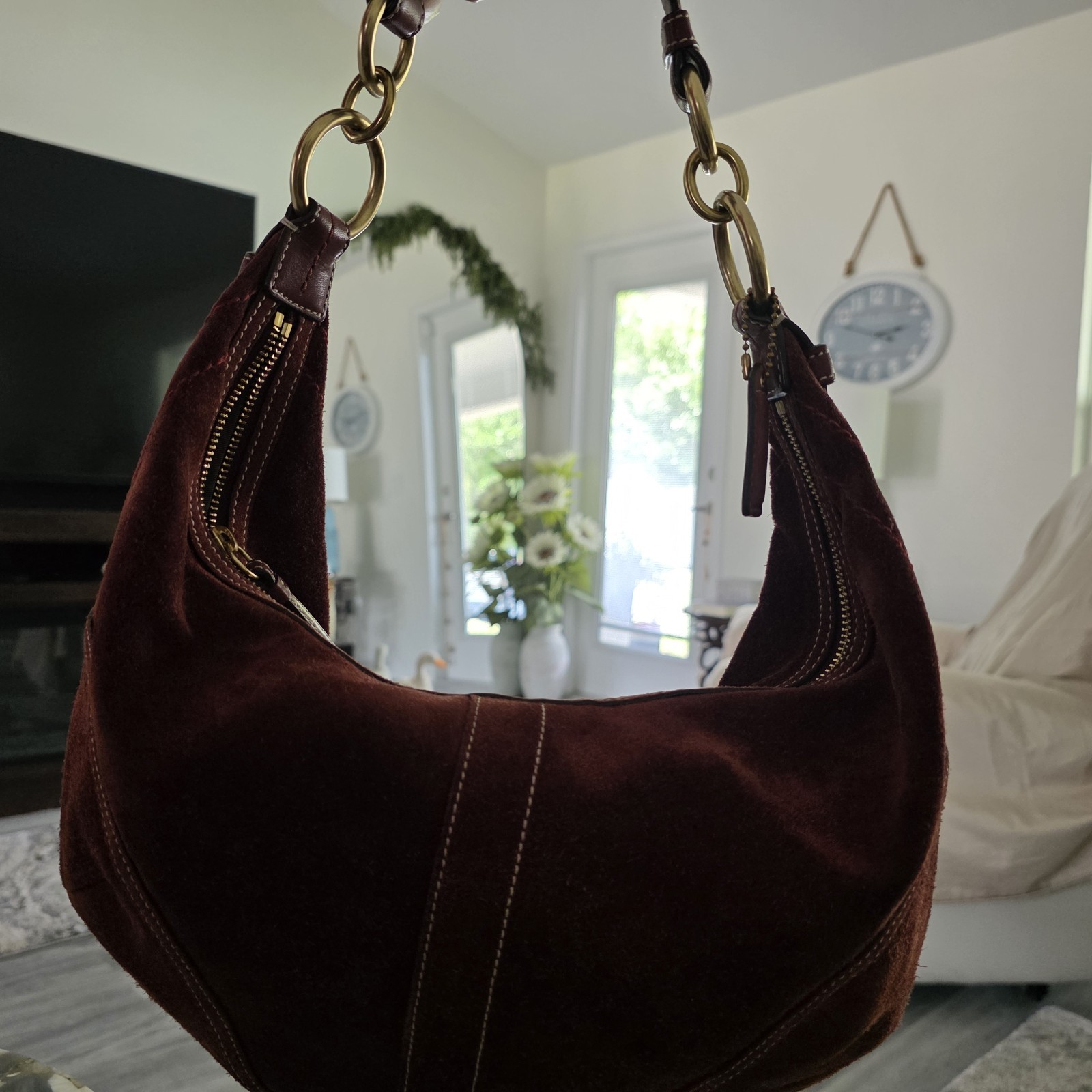 Coach Vintage Soho CollectionSuede F10935 3 Piece Set Red Bordeaux Shoulder Bag.