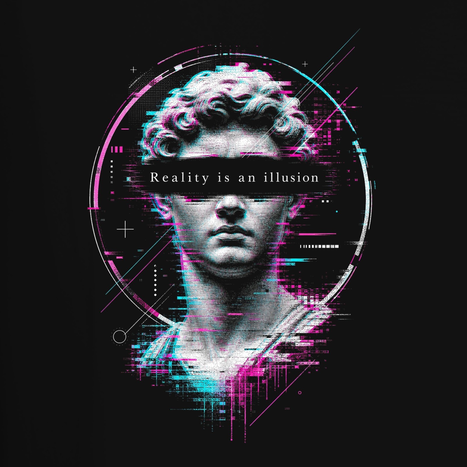 Vaporwave Glitch Sculpture Reality is an illusion Neon Retro Womens T-Shirt