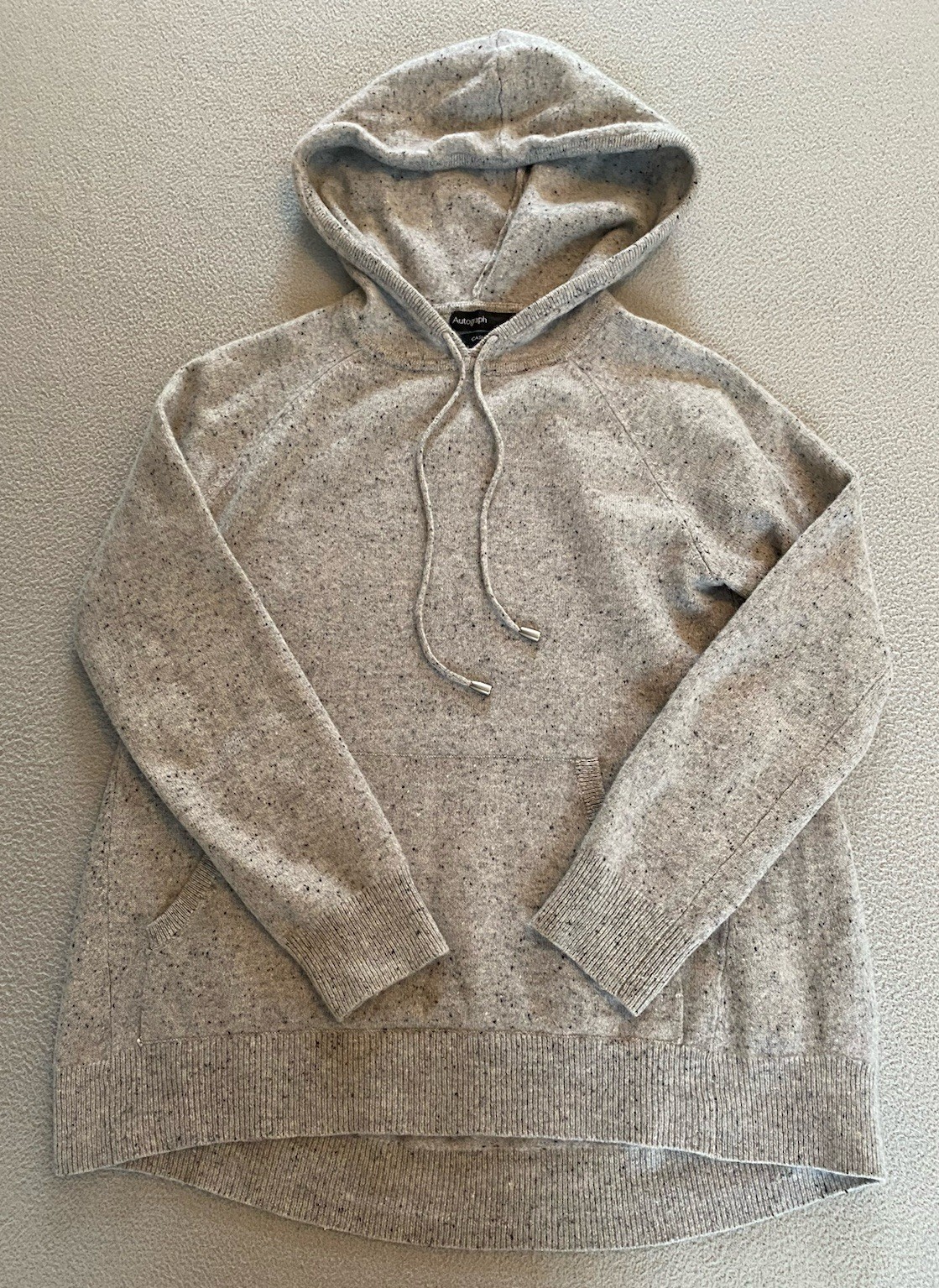 AUTOGRAPH HOODIE JUMPER SZ XS GREY 100% PURE CASHMERE SOFT KNIT SEE DETAILS