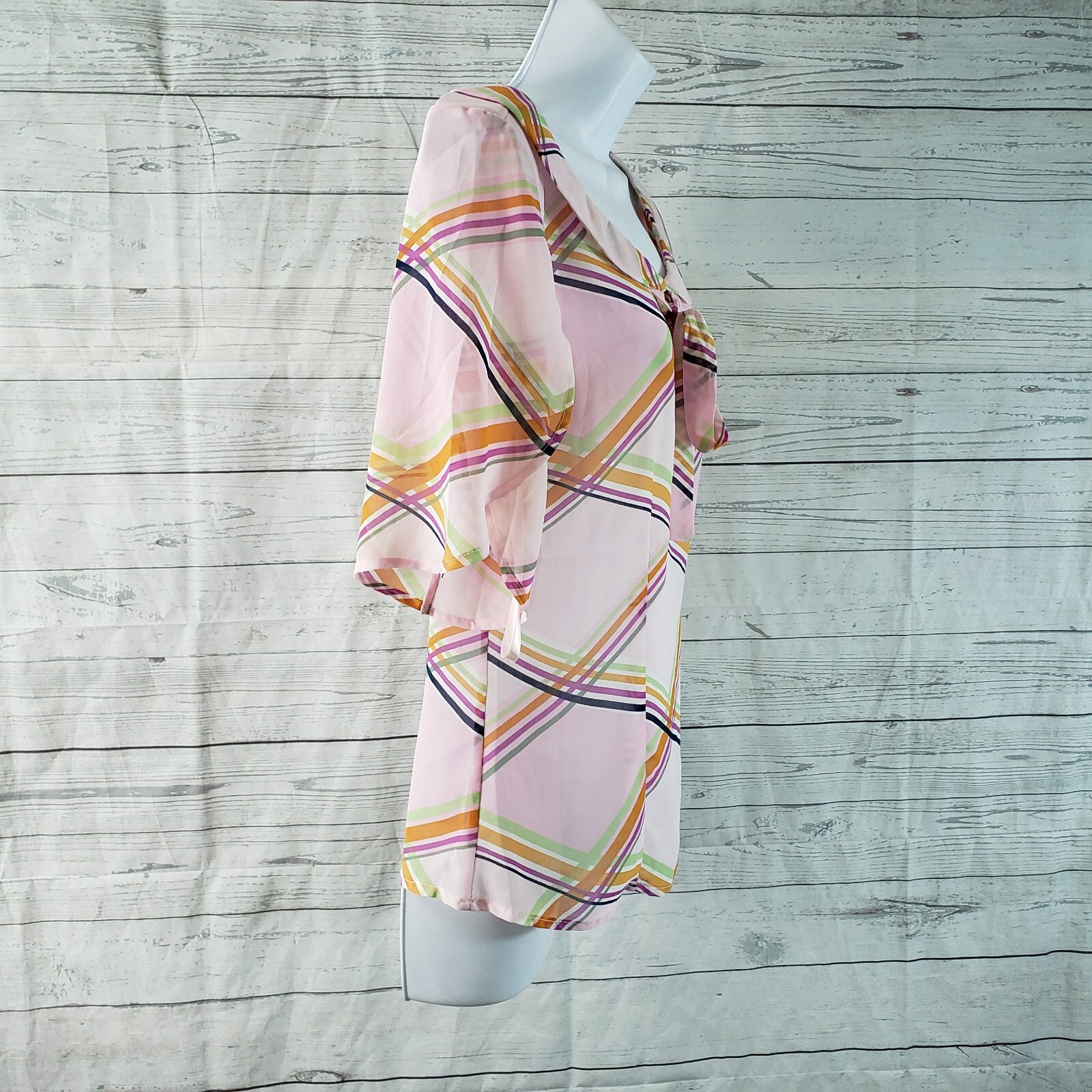 Tulle Womens Top Sz Medium Pink Orange Semi Sheer