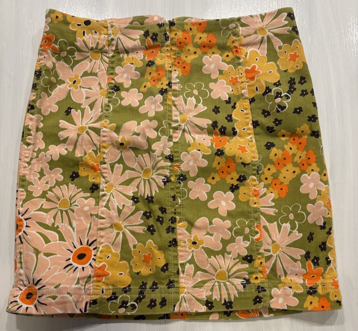 Free People Modern Femme Novelty Floral Miniskirt Boho Green Pastel Size 6