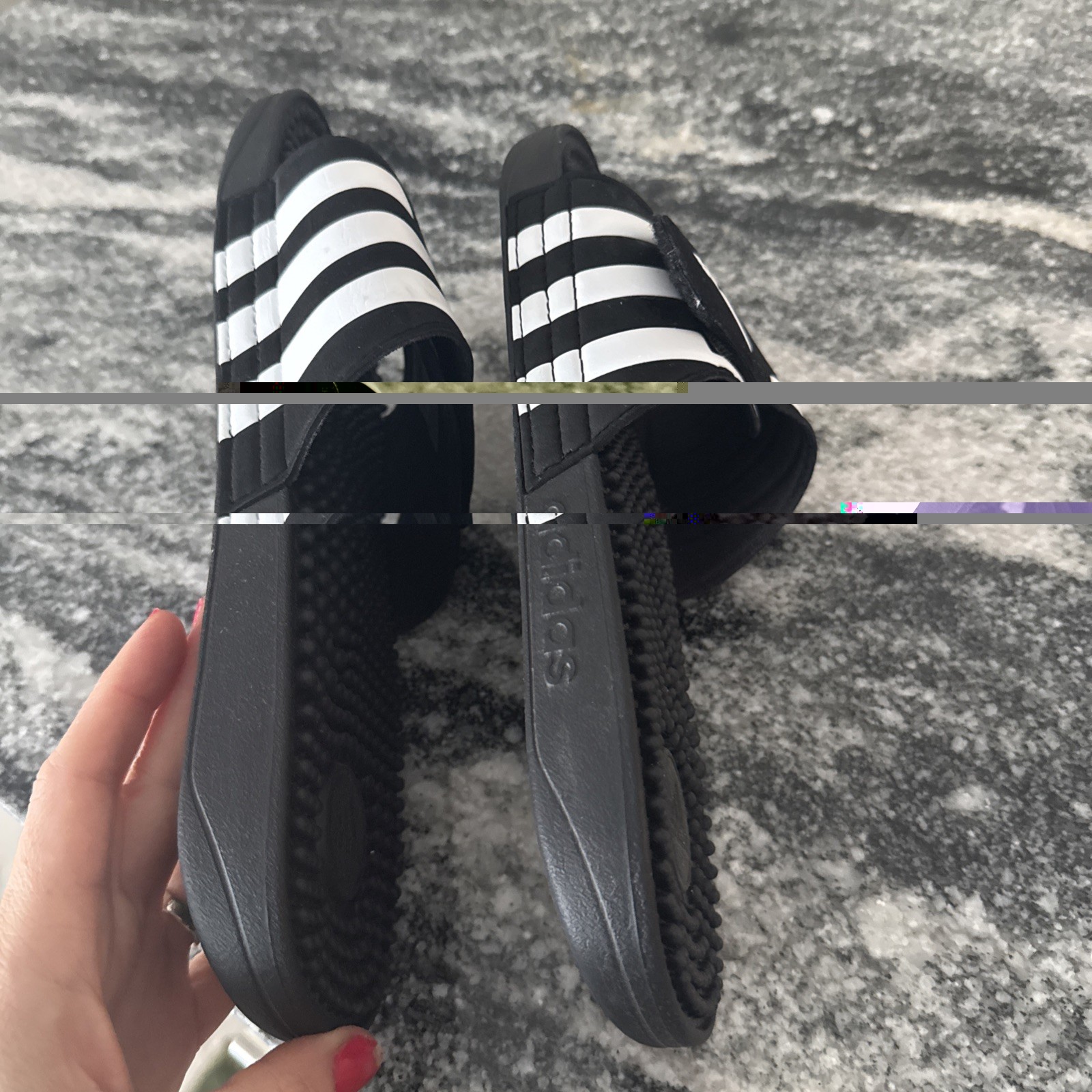 Men ADIDAS Adissage Traditional Black/White Slip Ons Adidas Slides Size 10