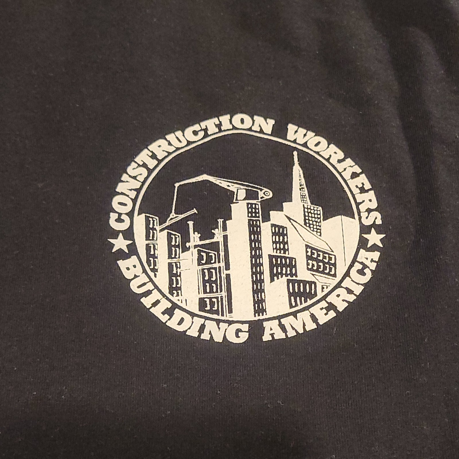 Men’s Construction Workers Building America XL Black Shirt Front and Back Logo