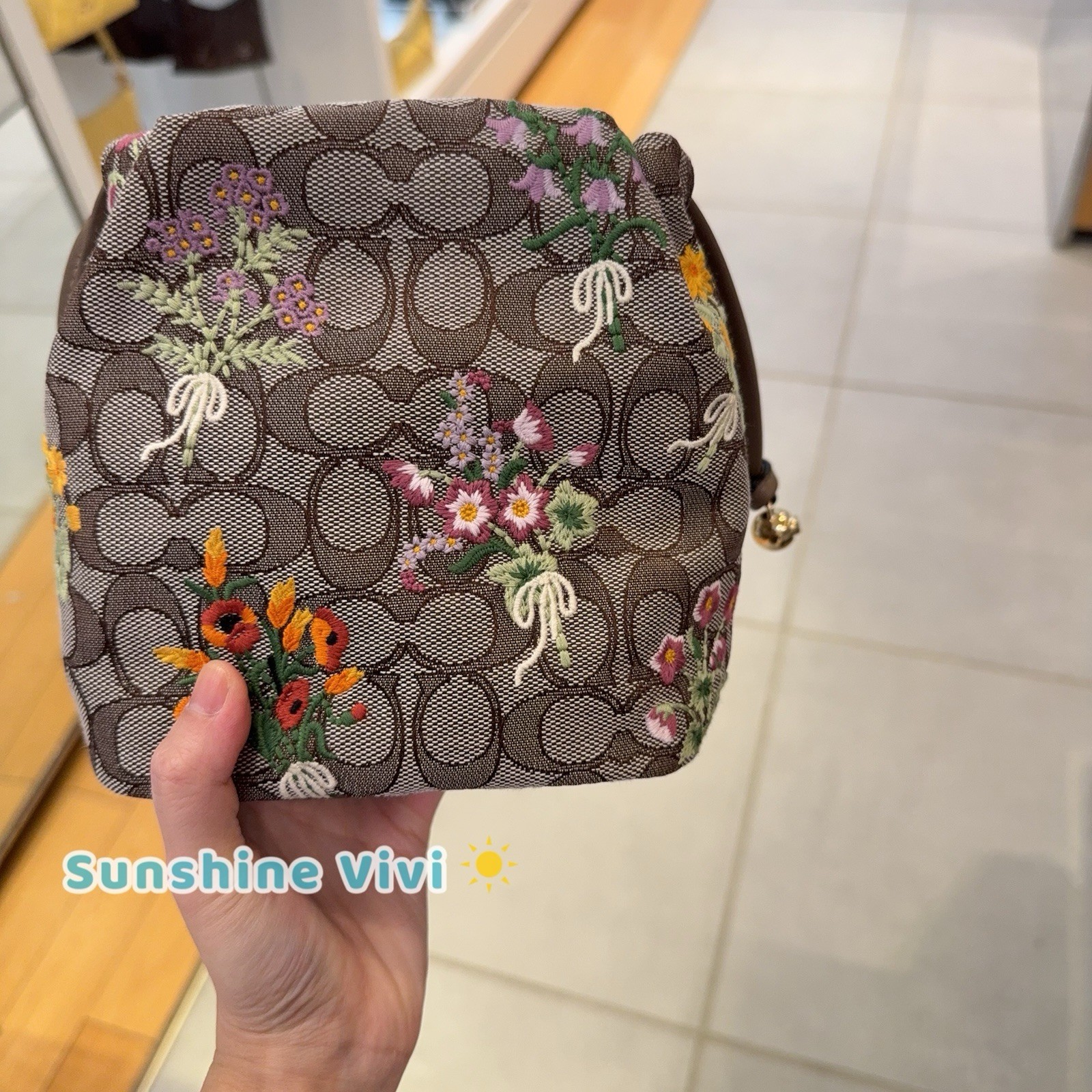 NWT Coach Faye Mini Drawstring Bag Signature Jacquard Floral Embroidery CDZ94