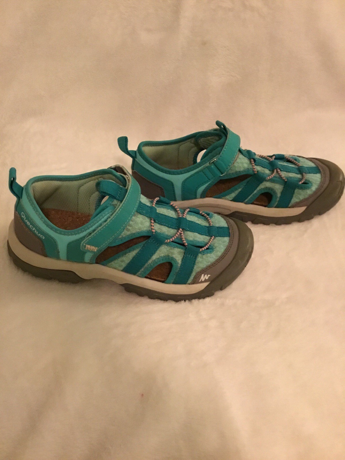Quechua Kids Hiking Sandal Gray And Teal Size 6