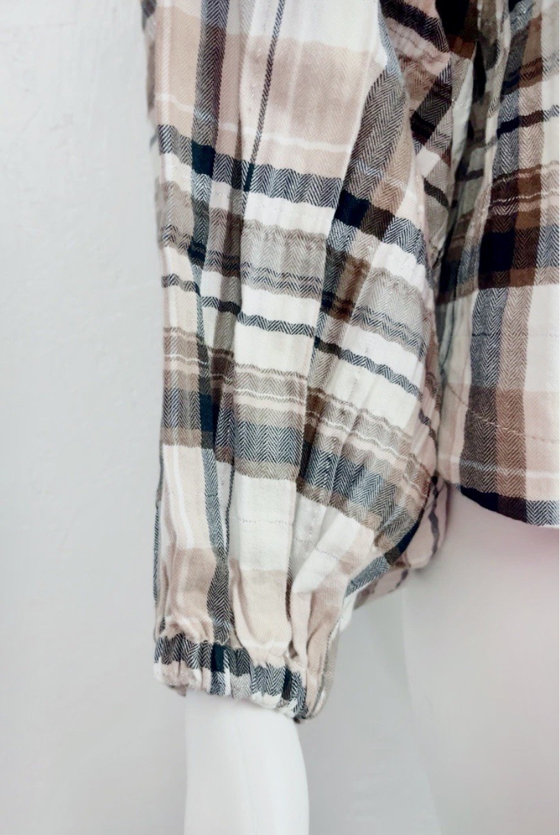 ANTHROPOLOGIE NWT $108 By Plaid Lace Up Dolman Sleeve Blouse Top Size 2X