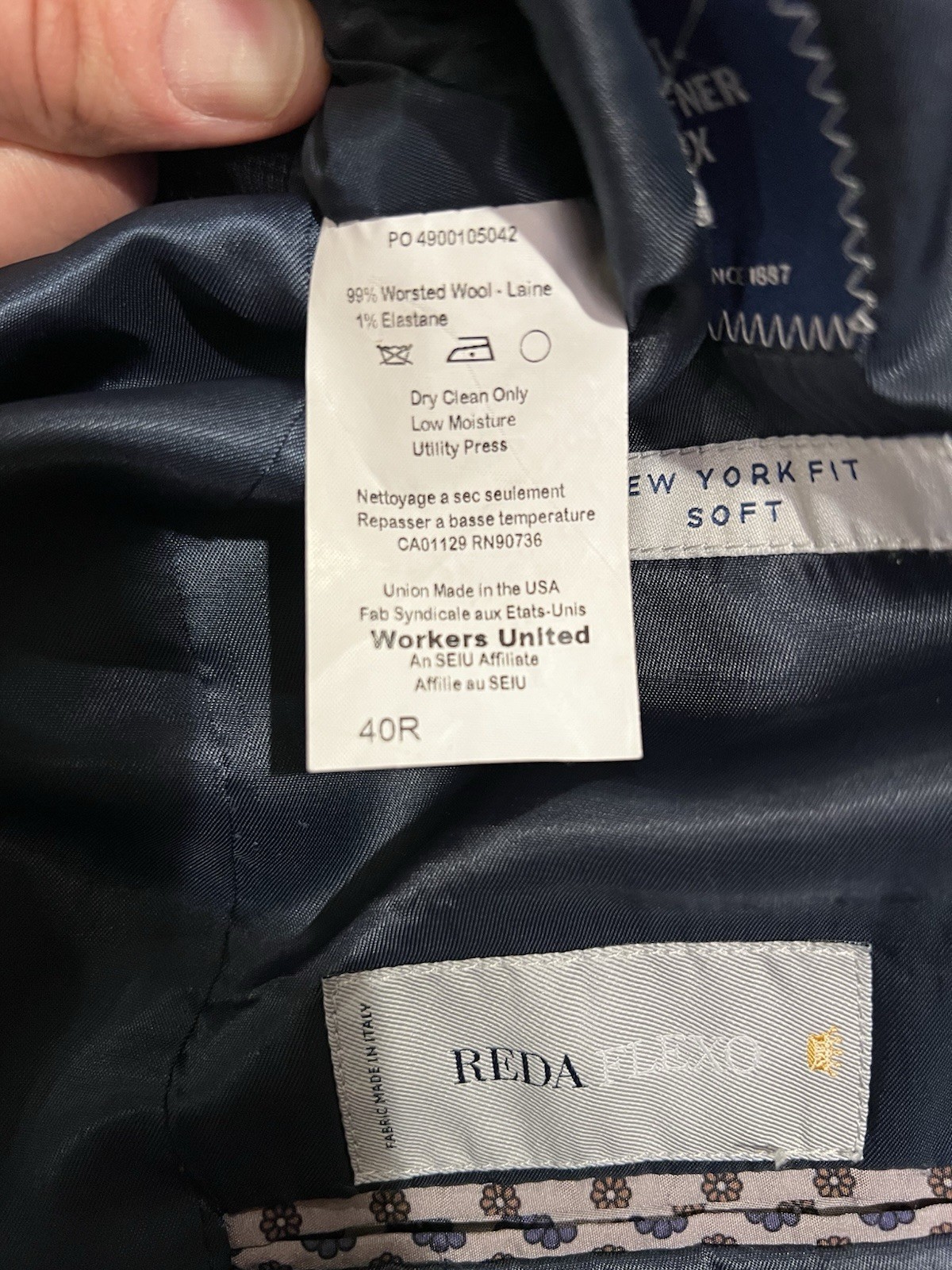 Hart Schaffner Marx Men’s Wool 2 Piece Suit Size 40R Navy Blue Plaid