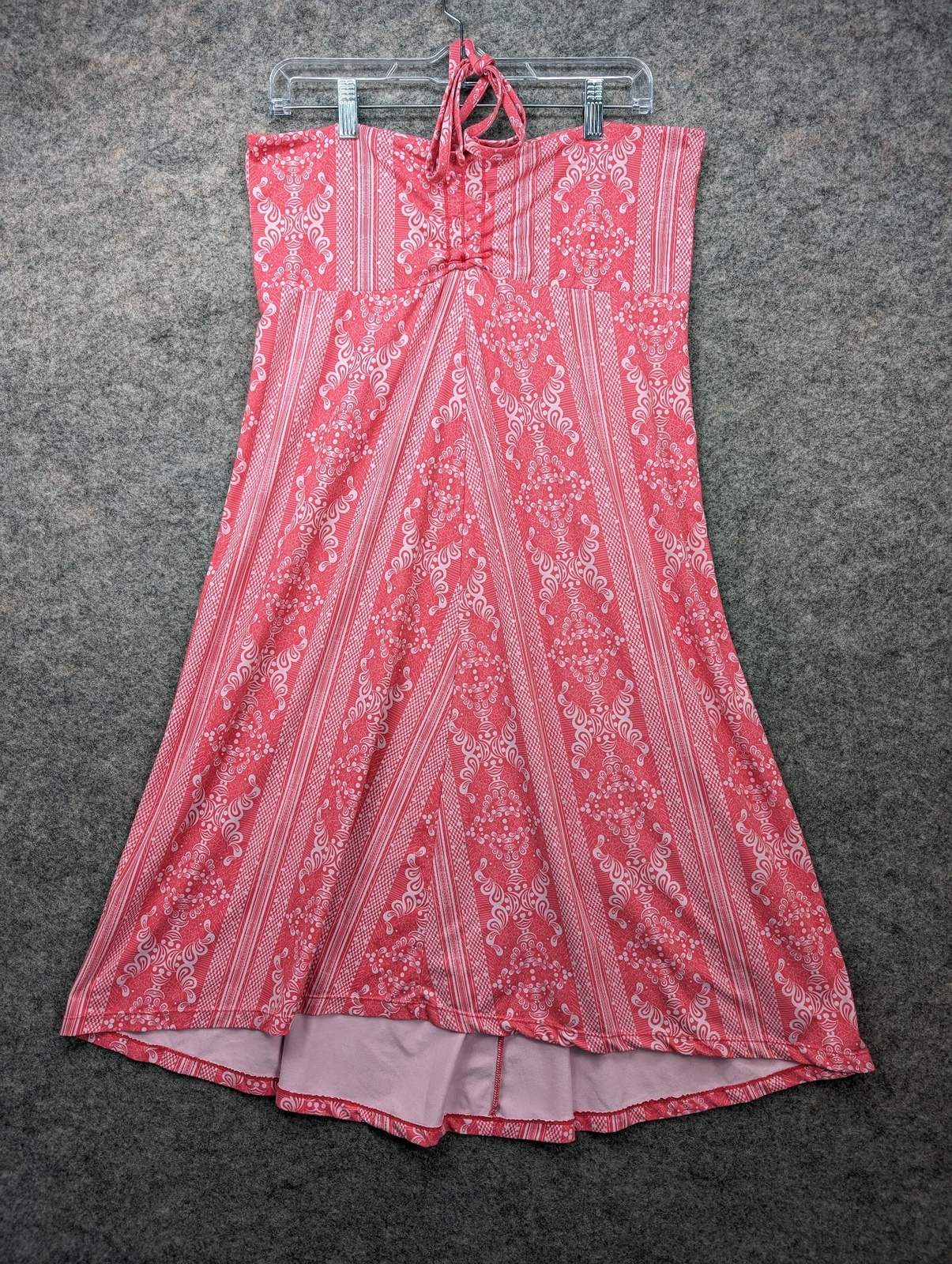 Freedom Trail By Kyodan Dress Womens Large Pink White Stretch Halter Beach Boho