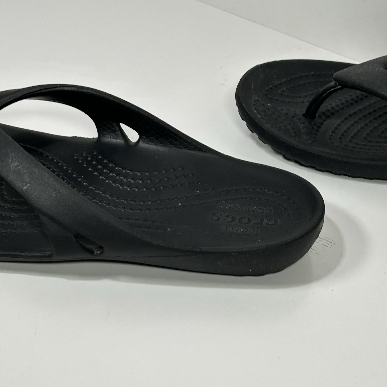 Crocs Flip Flops Kadee II Womens 6 Iconic Comfort Flip Flops Black Slip On Thong