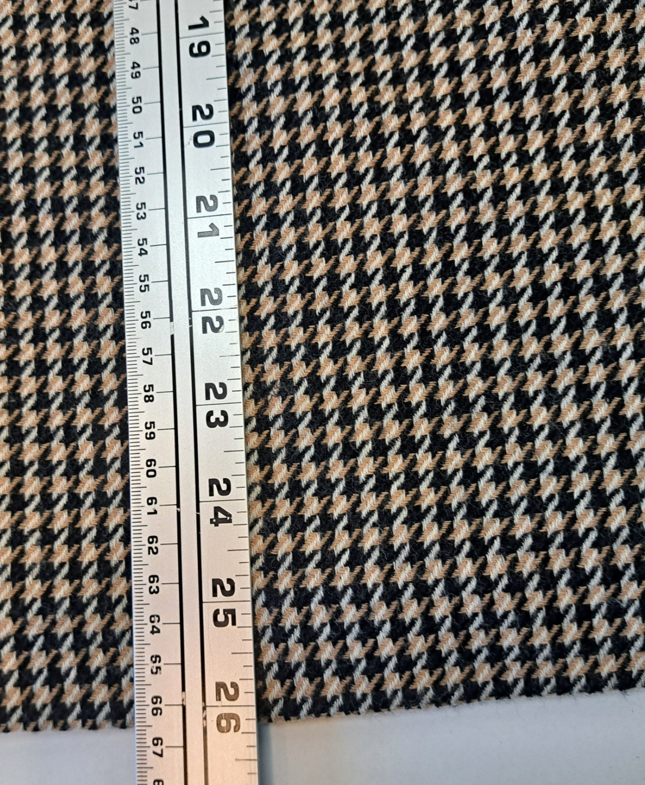 Houndstooth Wool Blend Faux Leather Trim A-Line Skirt Wm’s Small 27″x26″ Brown