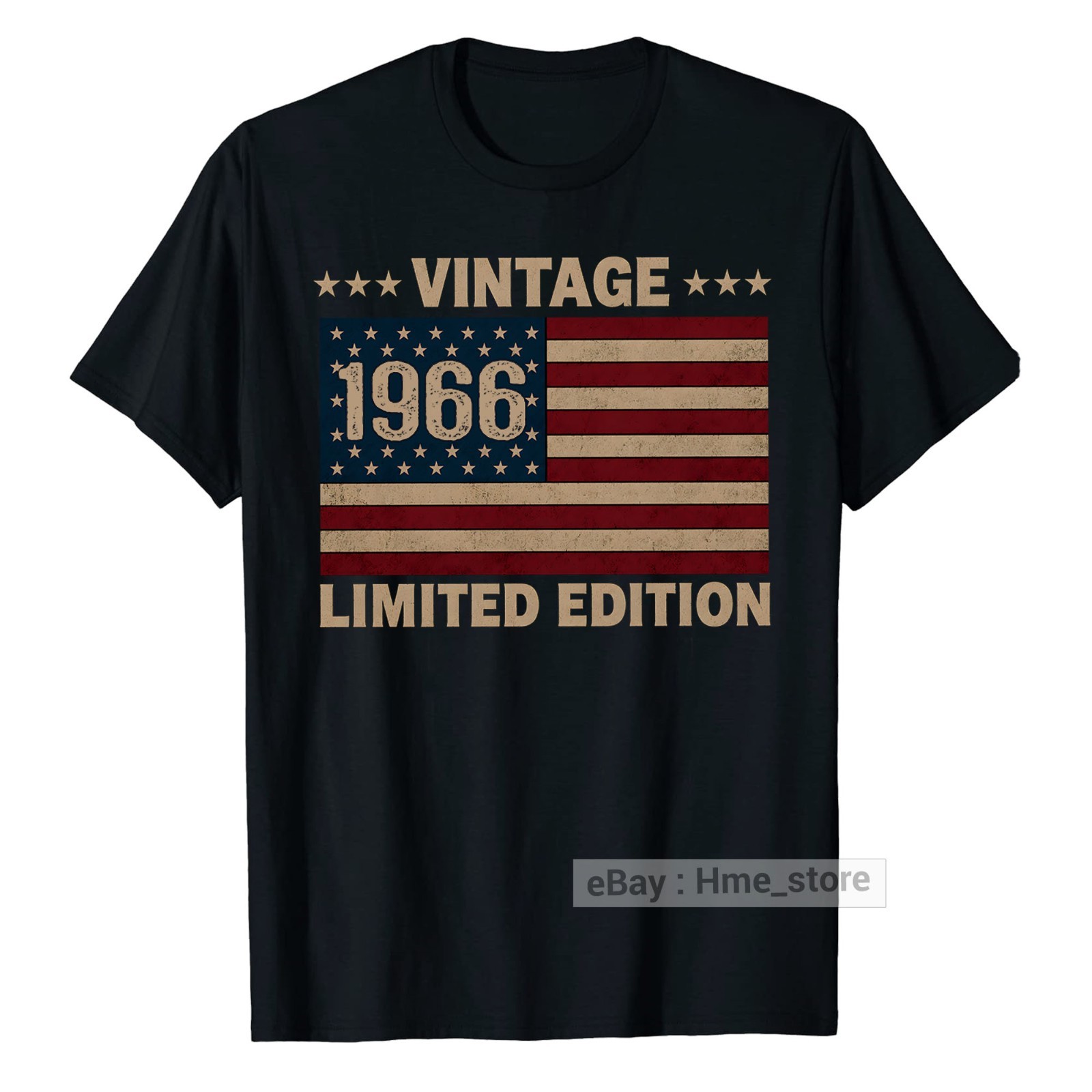 US Flag 60th Birthday American USA Born in 1966 T-Shirt 60 Years old Bday Tee