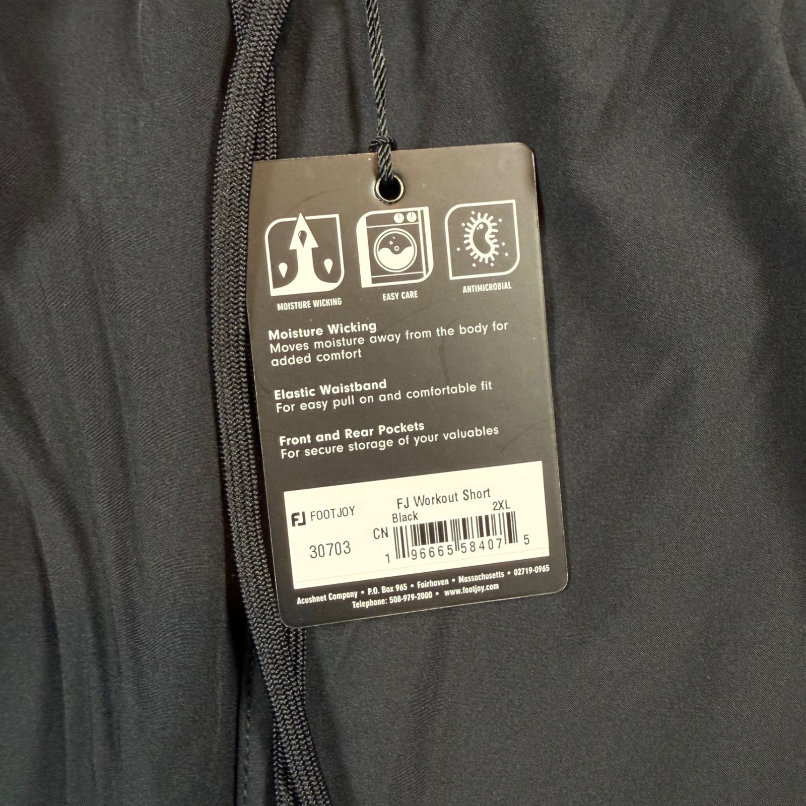 NEW FootJoy Workout Shorts Mens 2XL Black Moisture Wicking Performance Athletic