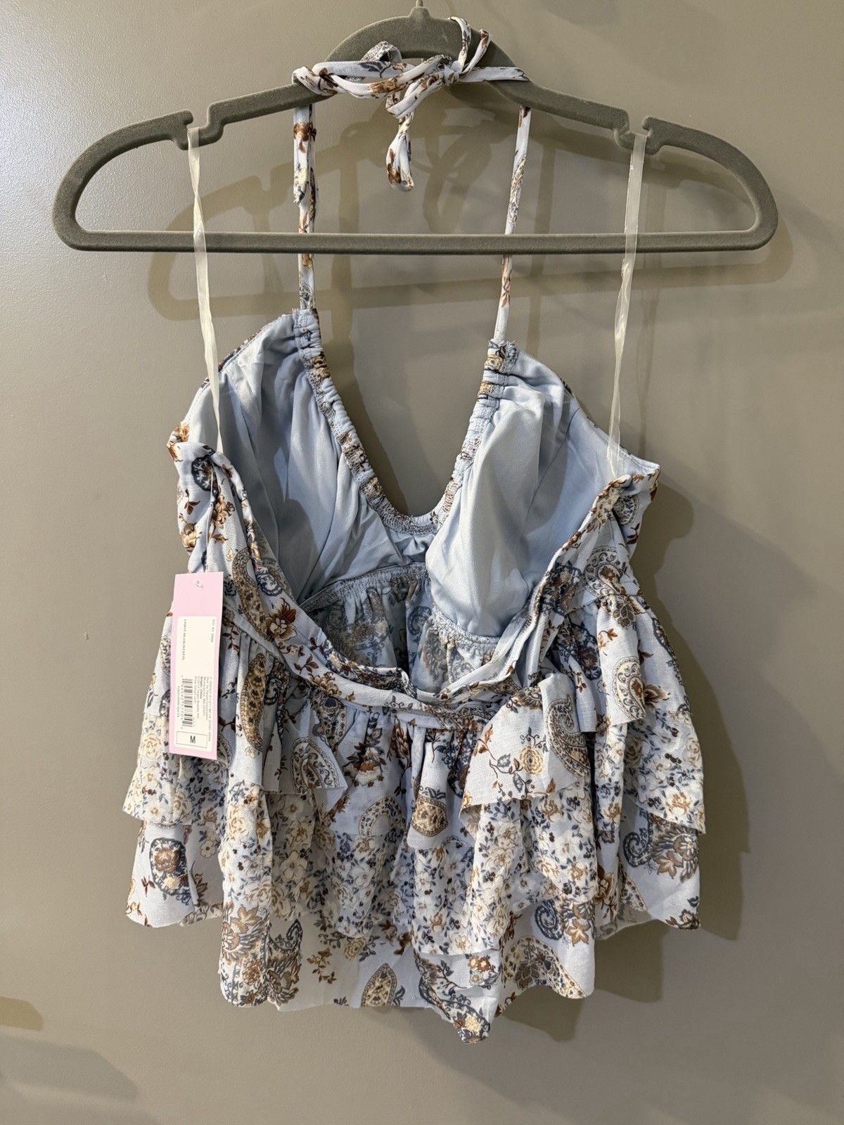 Medium NWT! Wild Fable Light Blue Floral Ruffle Tie halter Cami Top