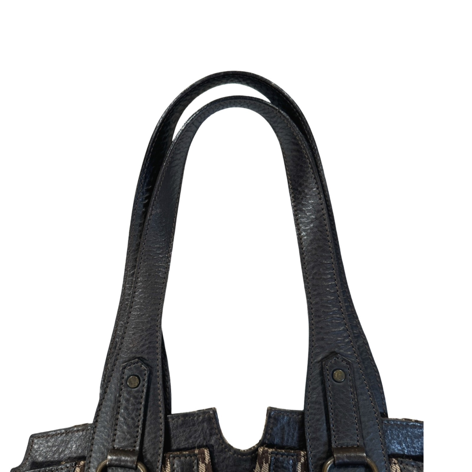 Max Mara Old Money Jacquard Monogram Brown Leather Shoulder Bag Vintage