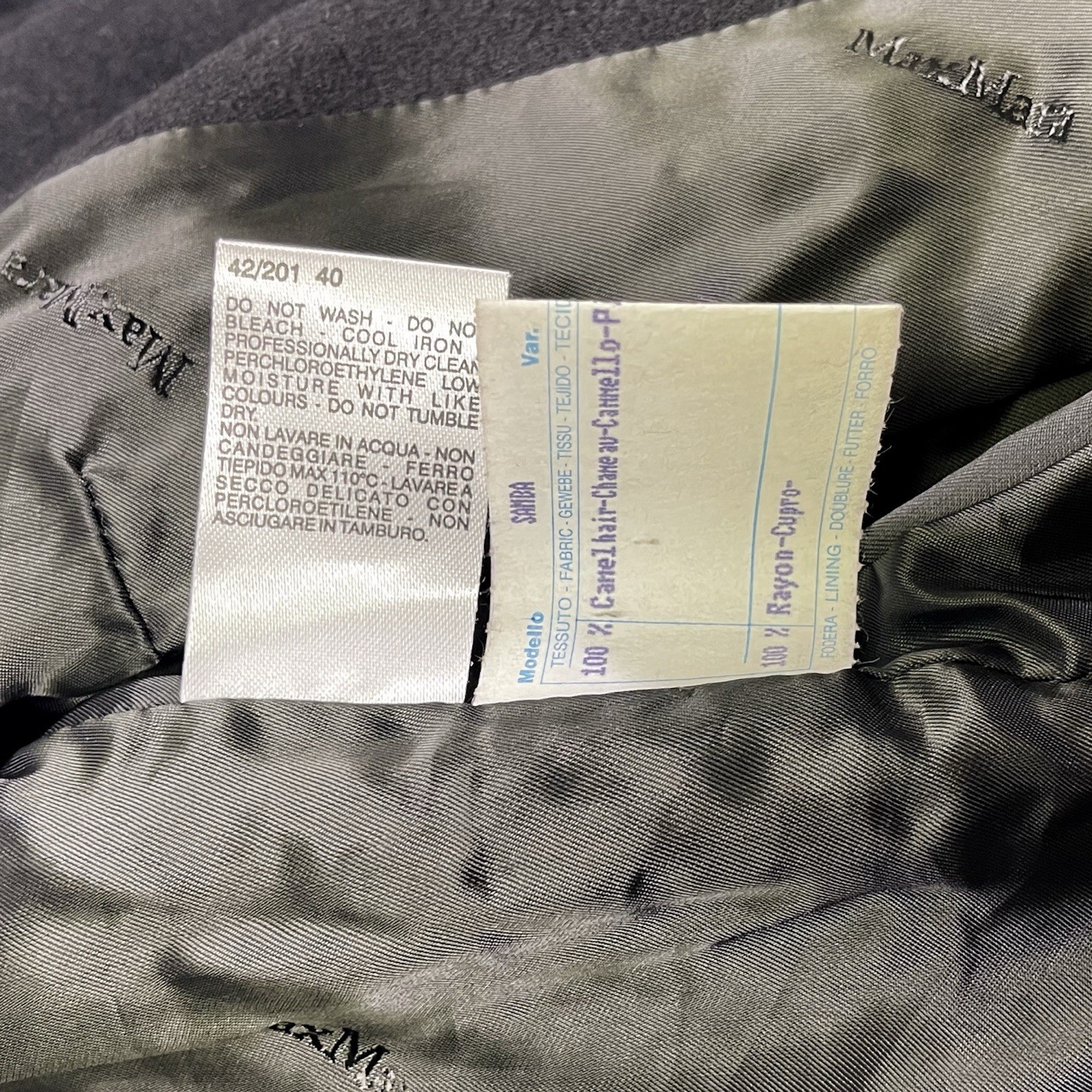 Max Mara Jacket Black Camel Hair Coat Jacket Tailored Blazer | UK 8 IT 40