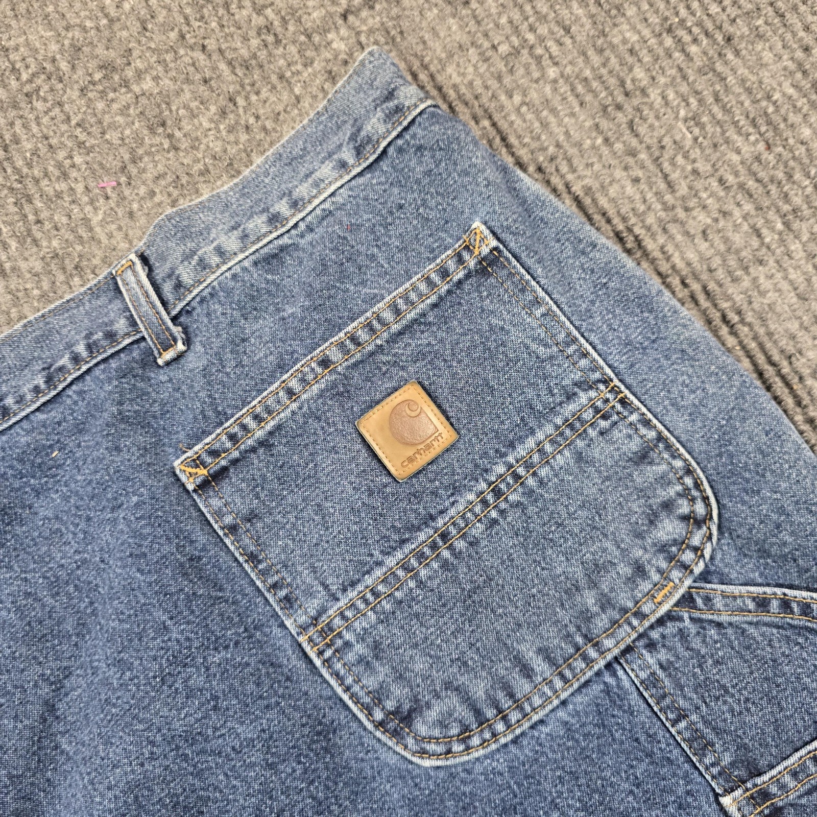 Carhartt Jeans Mens 52×30 Blue Relaxed Straight Denim Workwear B12-DPS 48×29
