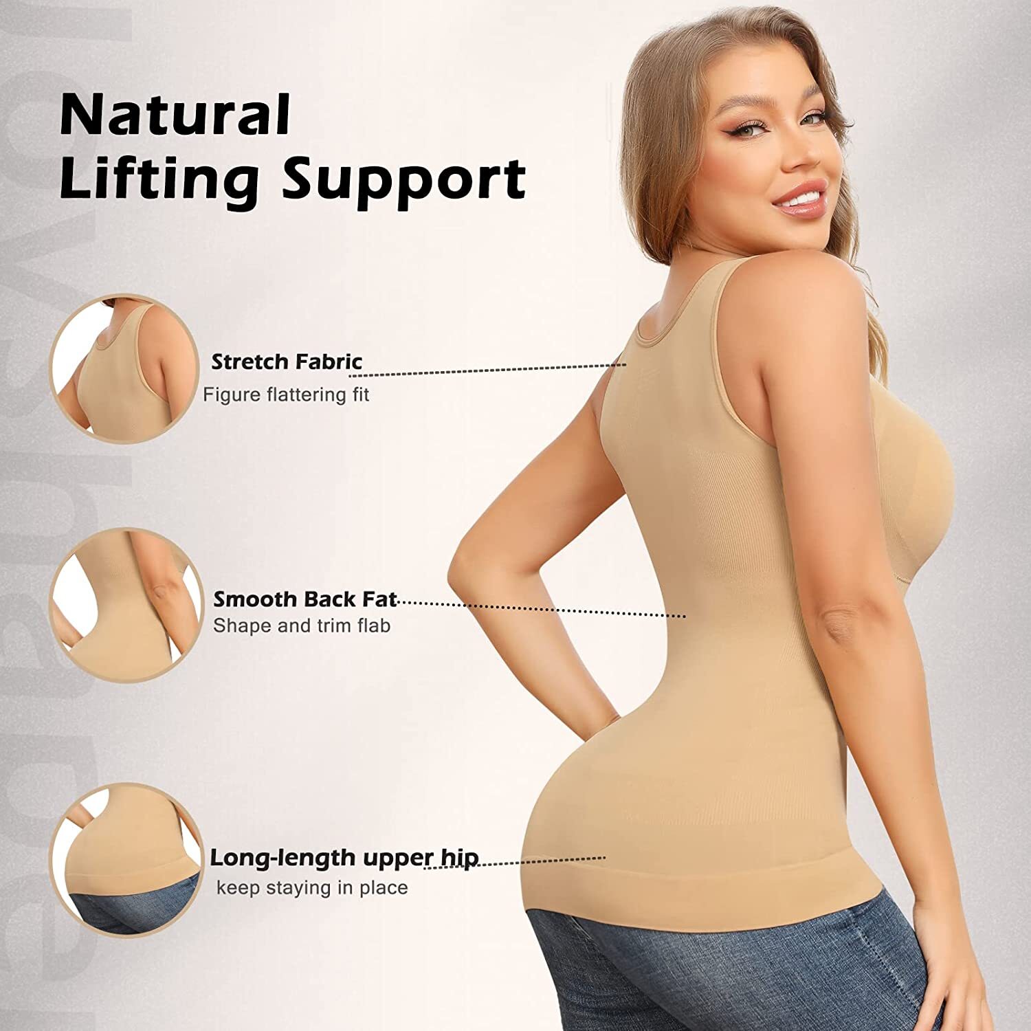 Women Shapewear Camisoles With Built in Bra Tummy Control Tank Tops Body Shaper