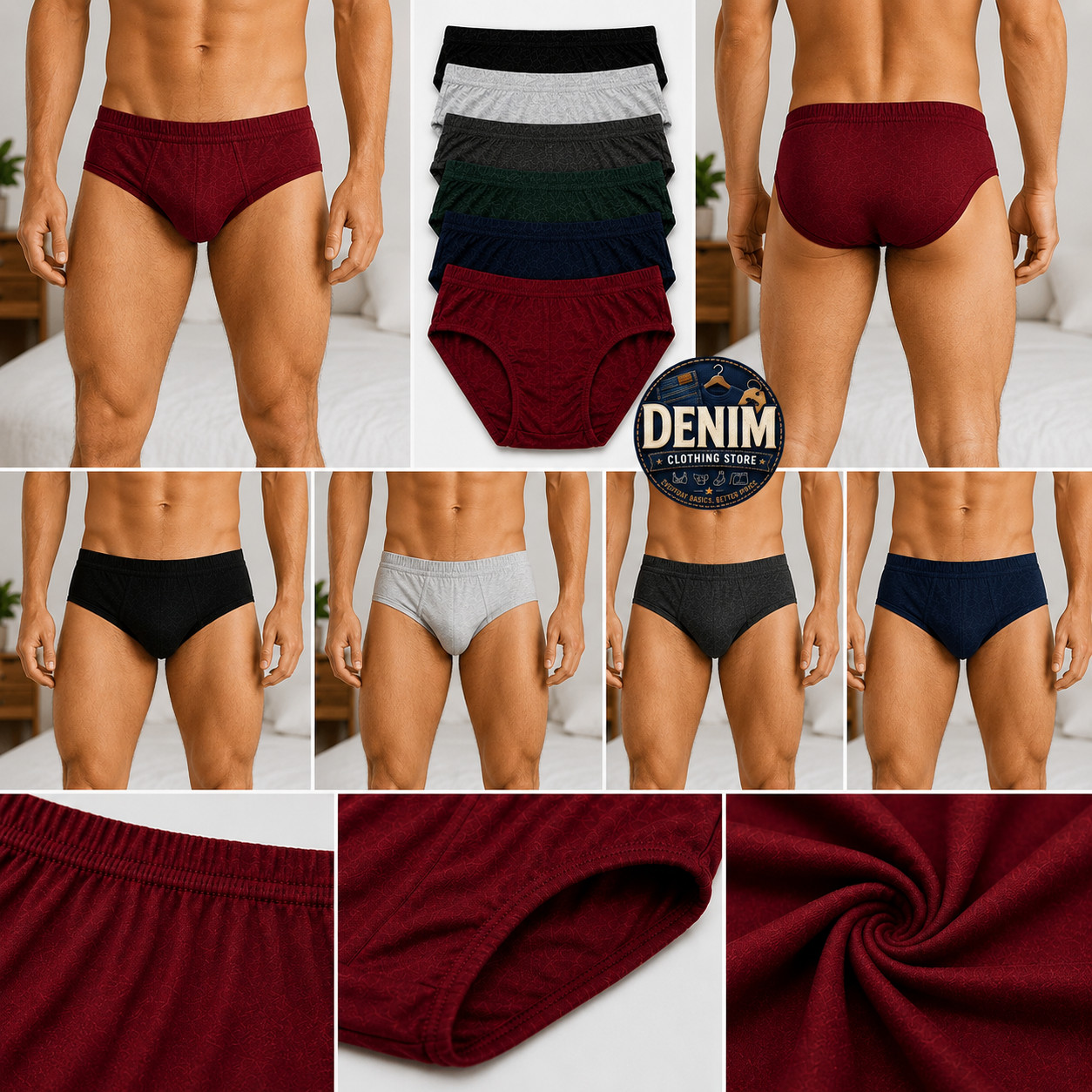 Men’s Double Front Bikinis Lot 3 6 12 pack Brief 100% Cotton Lined Underwear