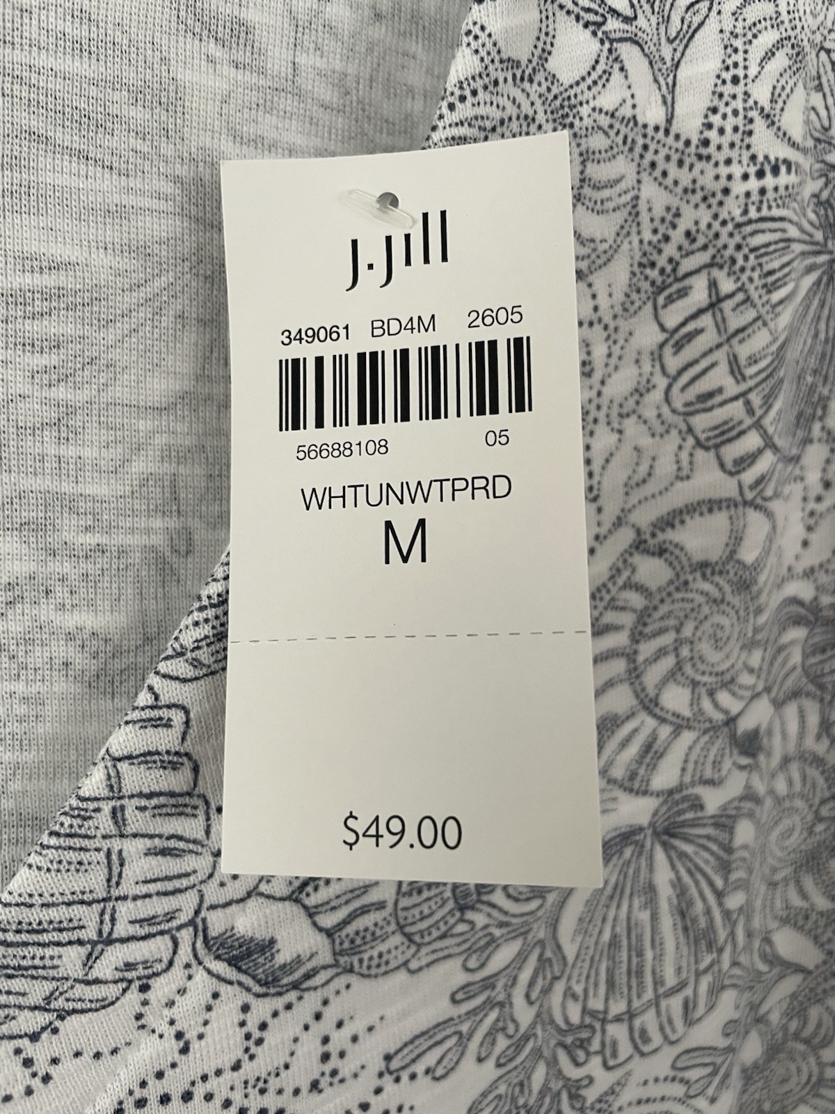 NWT NEW SUMMER J JILL MEDIUM PIMA SLUB UNDERWATER PARADISE SEASHELL TEE $49.00