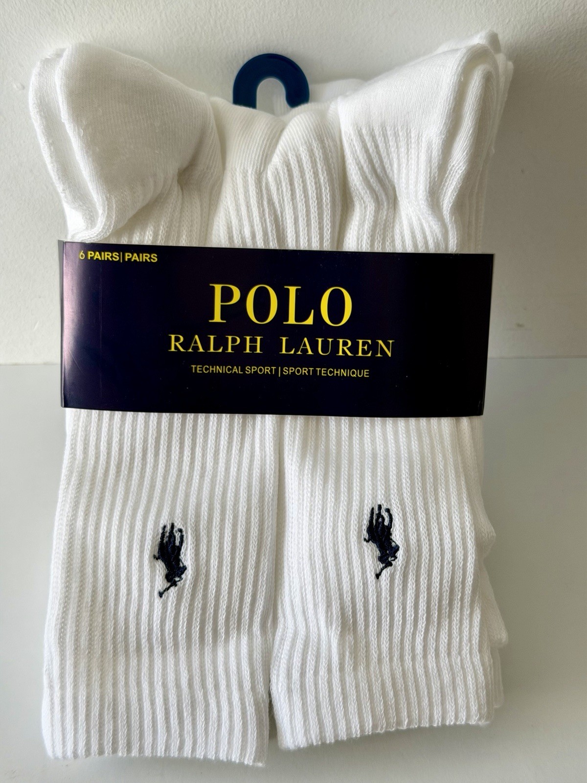 6 PAIR PACK POLO RALPH LAUREN CLASSIC SPORT MENS CREW SOCKS