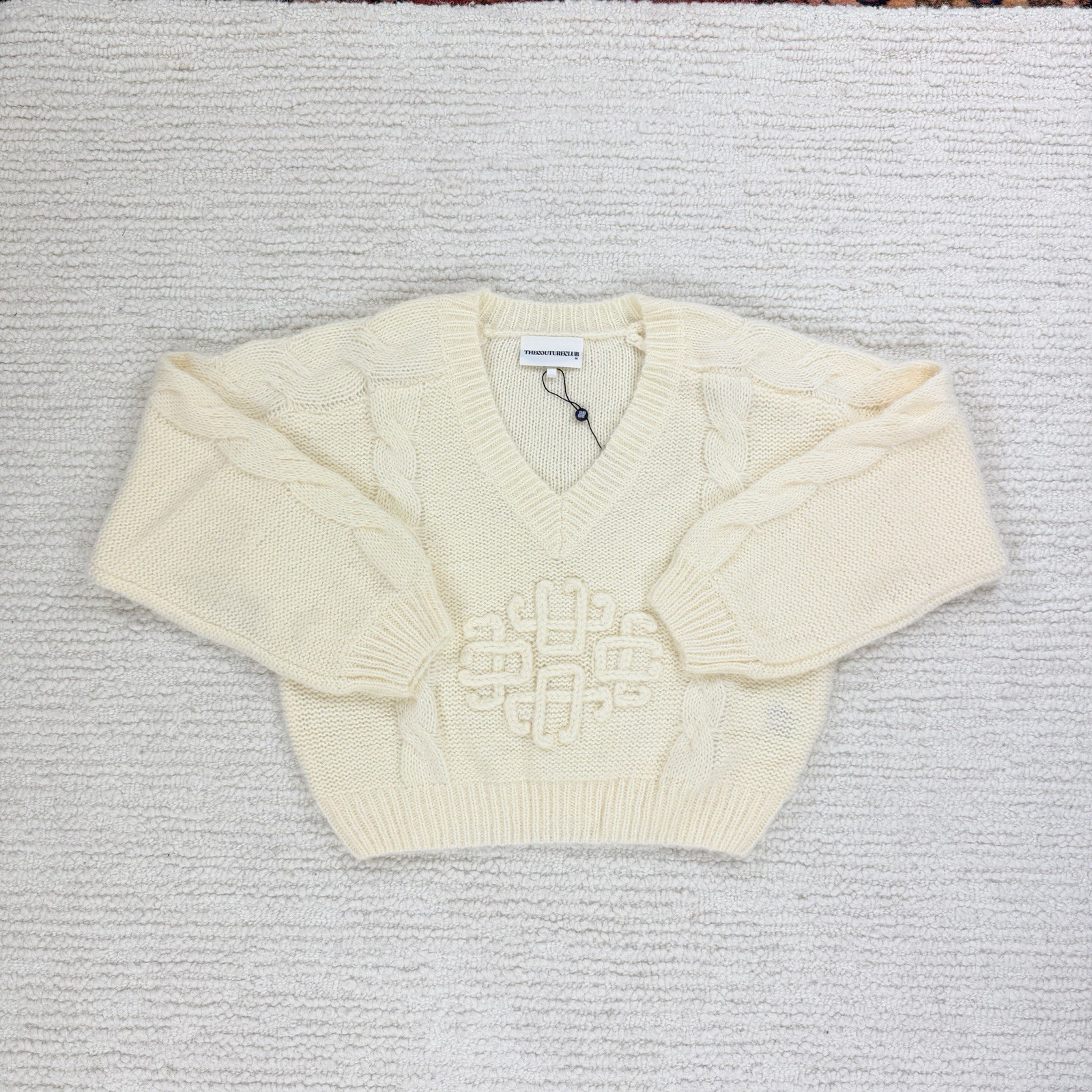 The Couture Club Emblem Knitted V Neck Womens Jumper Size M RRP £75