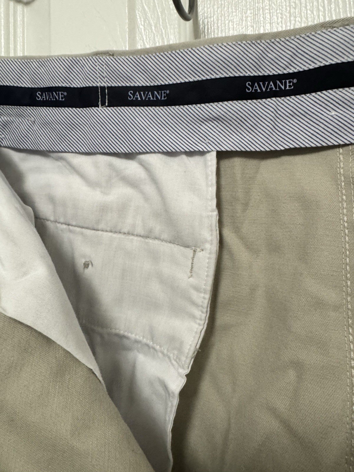 Savane Mens Tan Pants 36×29 98%cotton 2%elastane Flat Front Straight