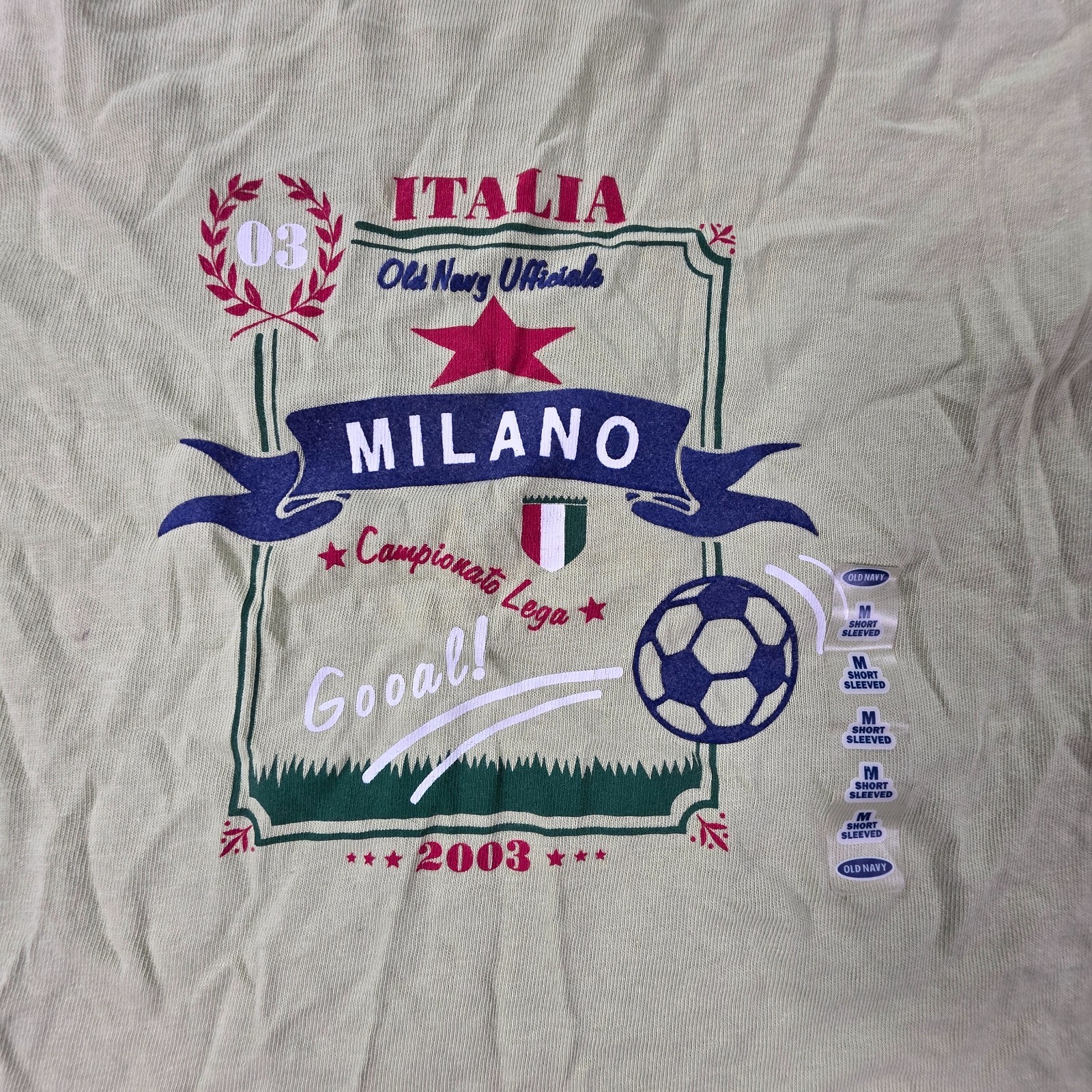 NWT Vintage Old Navy Y2K 2003 Shirt Women’s Med Milano Italia Football Soccer