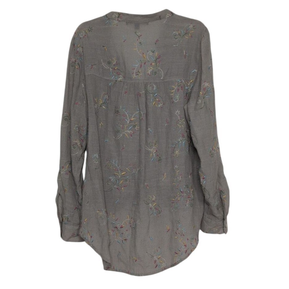 Olive Hill Embroidered Floral Shirt Womens Size Medium Boho Cottagecore Casual