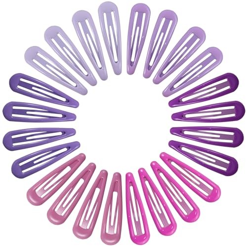 24 PCS 2.36 In Metal Snap Hair Barrettes For Women Water Bright Pink Purple