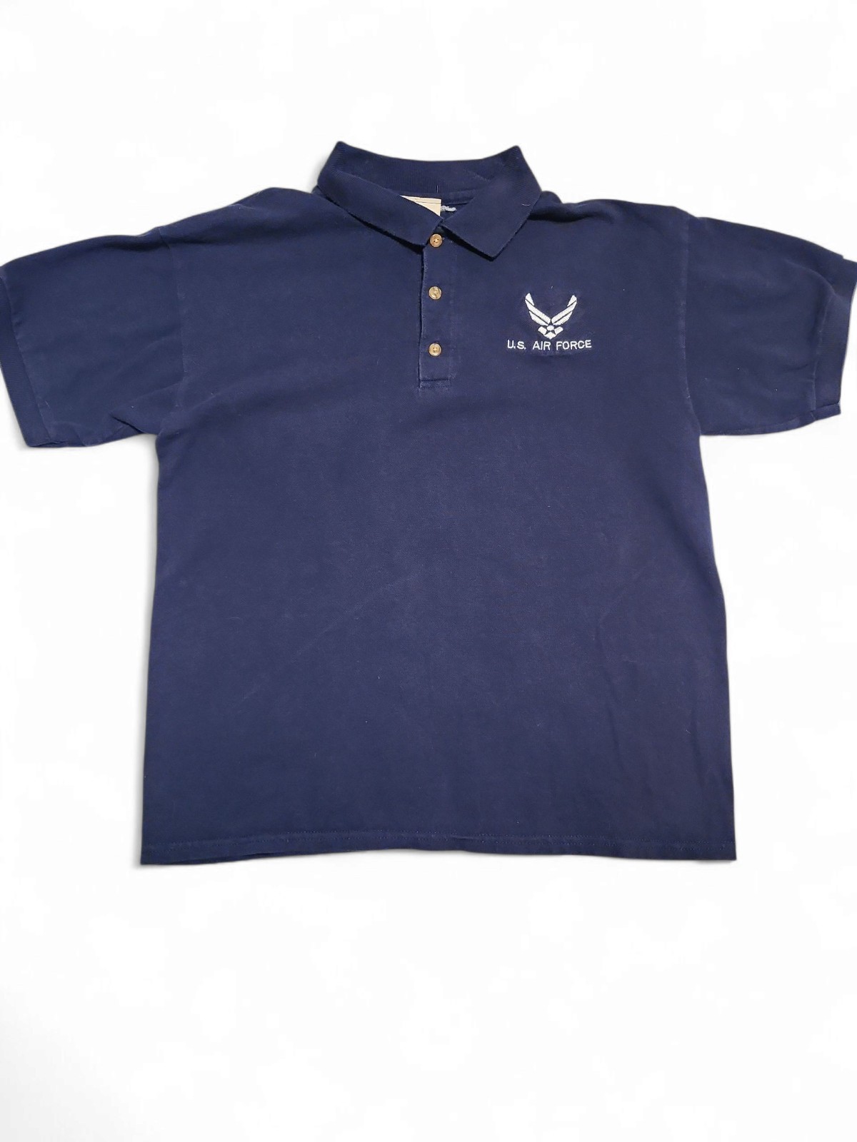 Vintage United States Air Force Oarsman 913 Navy Blue Medium Polo T-Shirt