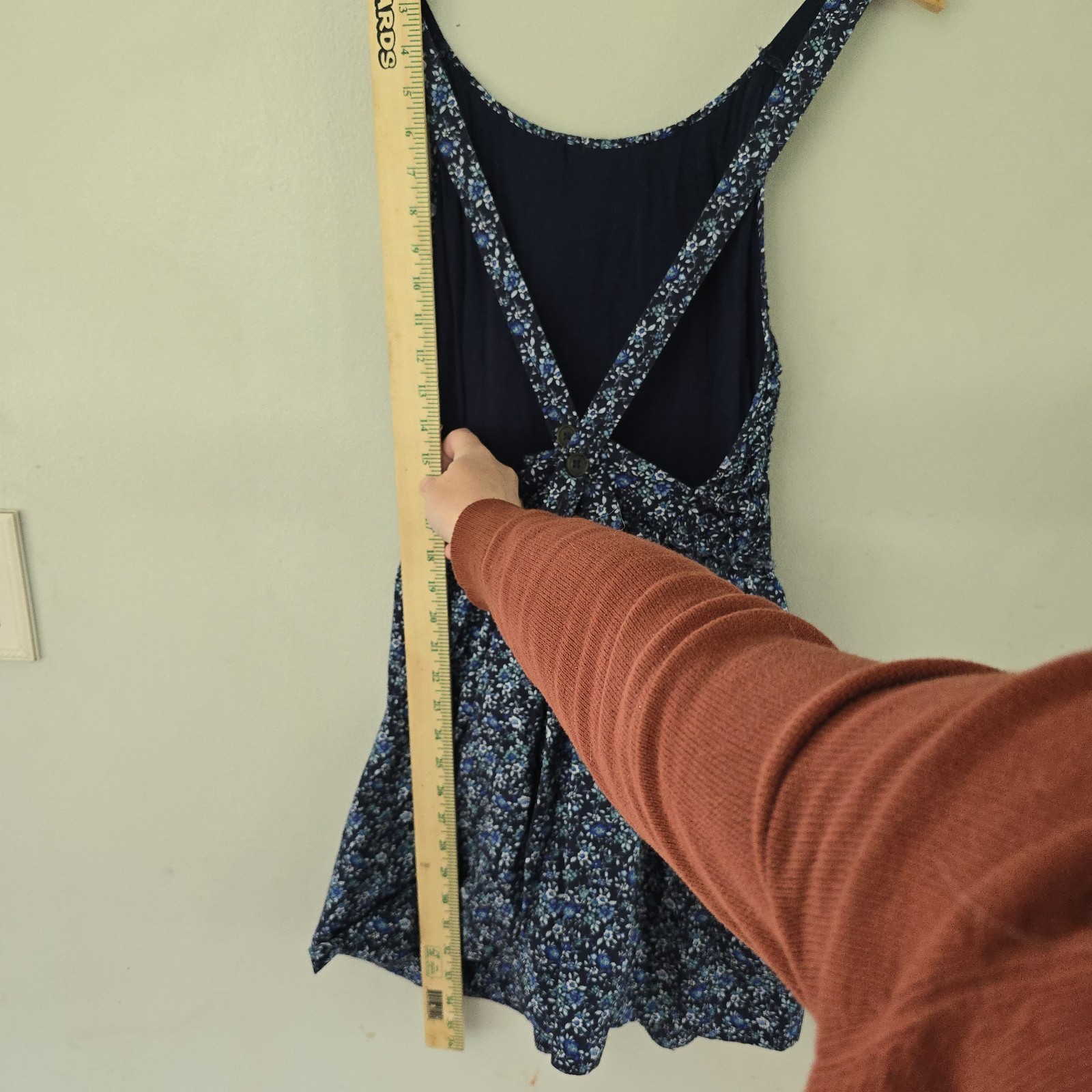 Free People Petunia Mini Dress Cross Back Smocked Blue Ditzy Floral Size S
