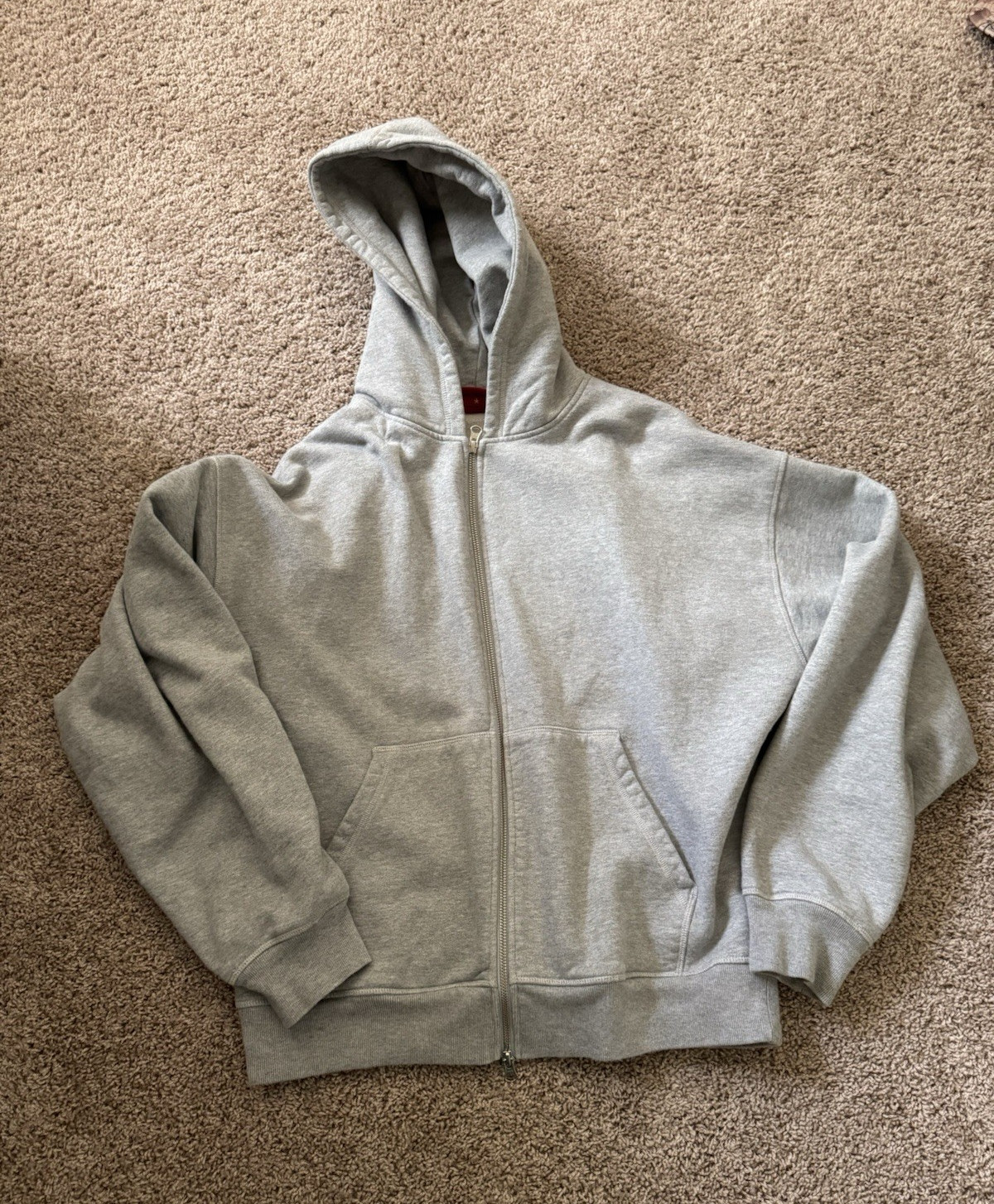 Corteiz Lundun Stitch Zip Hoodie Heather Grey Size L FW25
