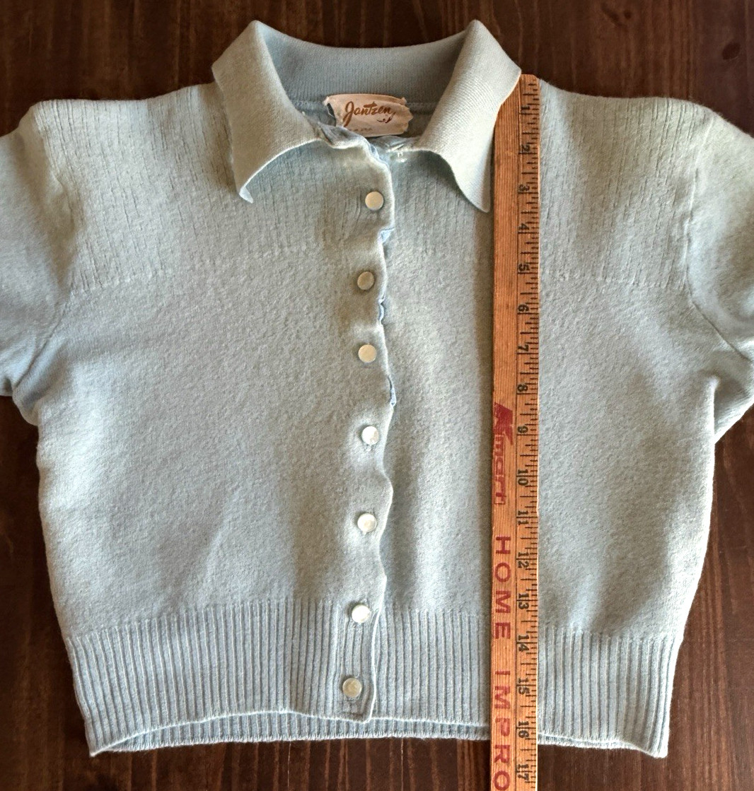 Vintage 1950s Jantzen Knit Collared Knit Sweater Top Made in USA Womens S