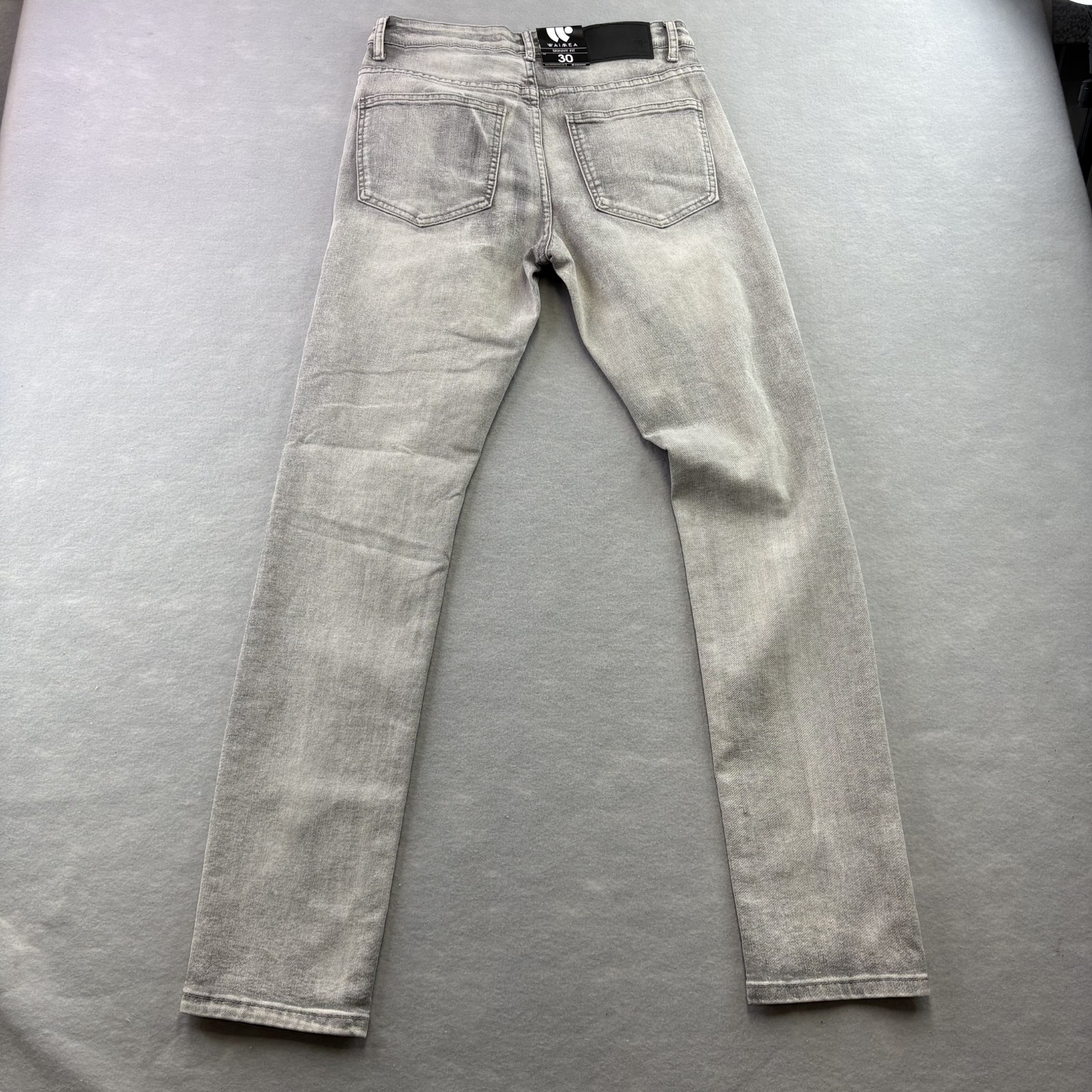 WAIMEA Denim Jeans Mens Size 30 Gray Skinny Fit Distressed Moto NWT