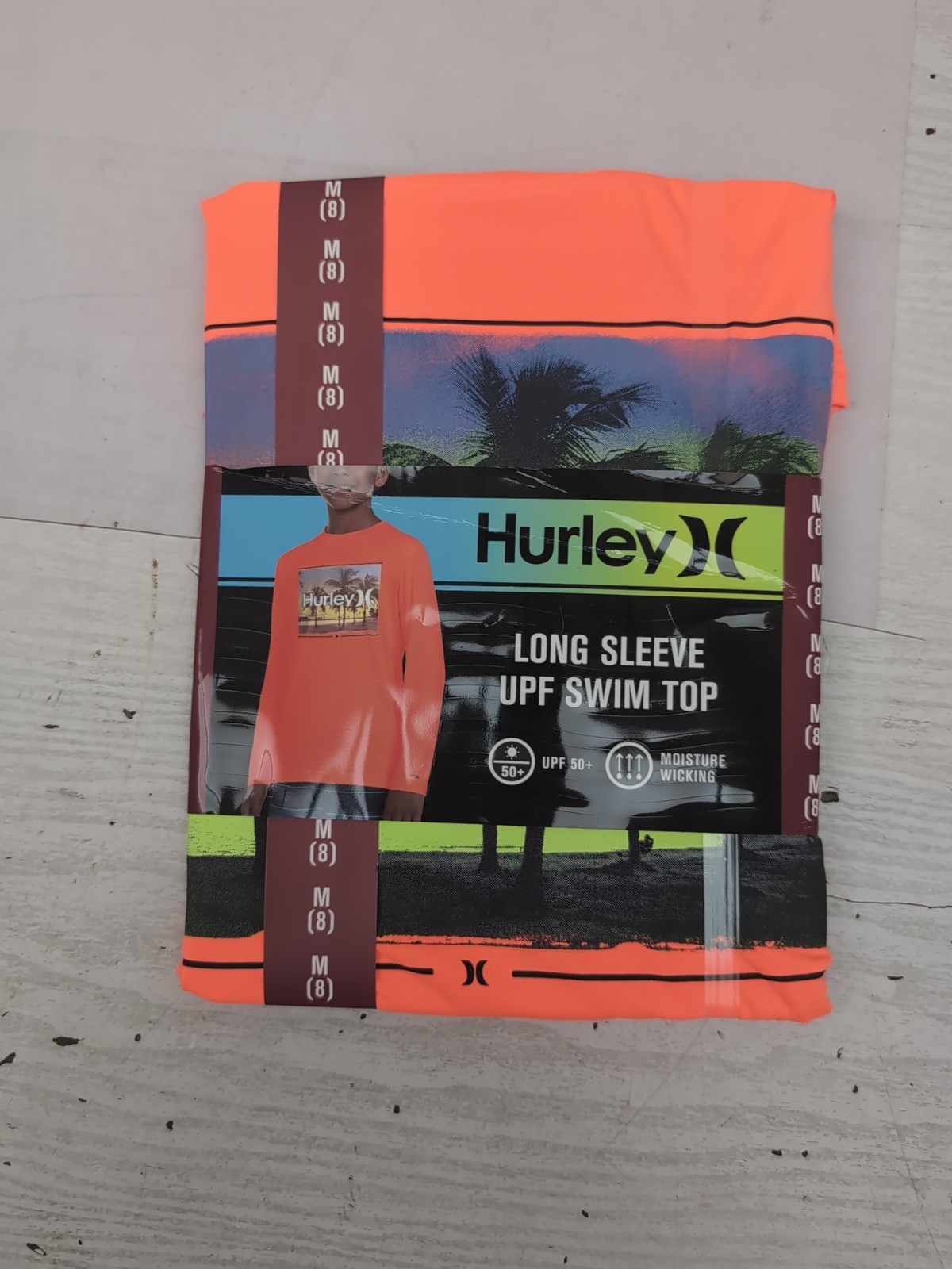 Hurley Youth Boy’s UPF 50+ Long Sleeve Swim Top Sz M (8) Orange A45
