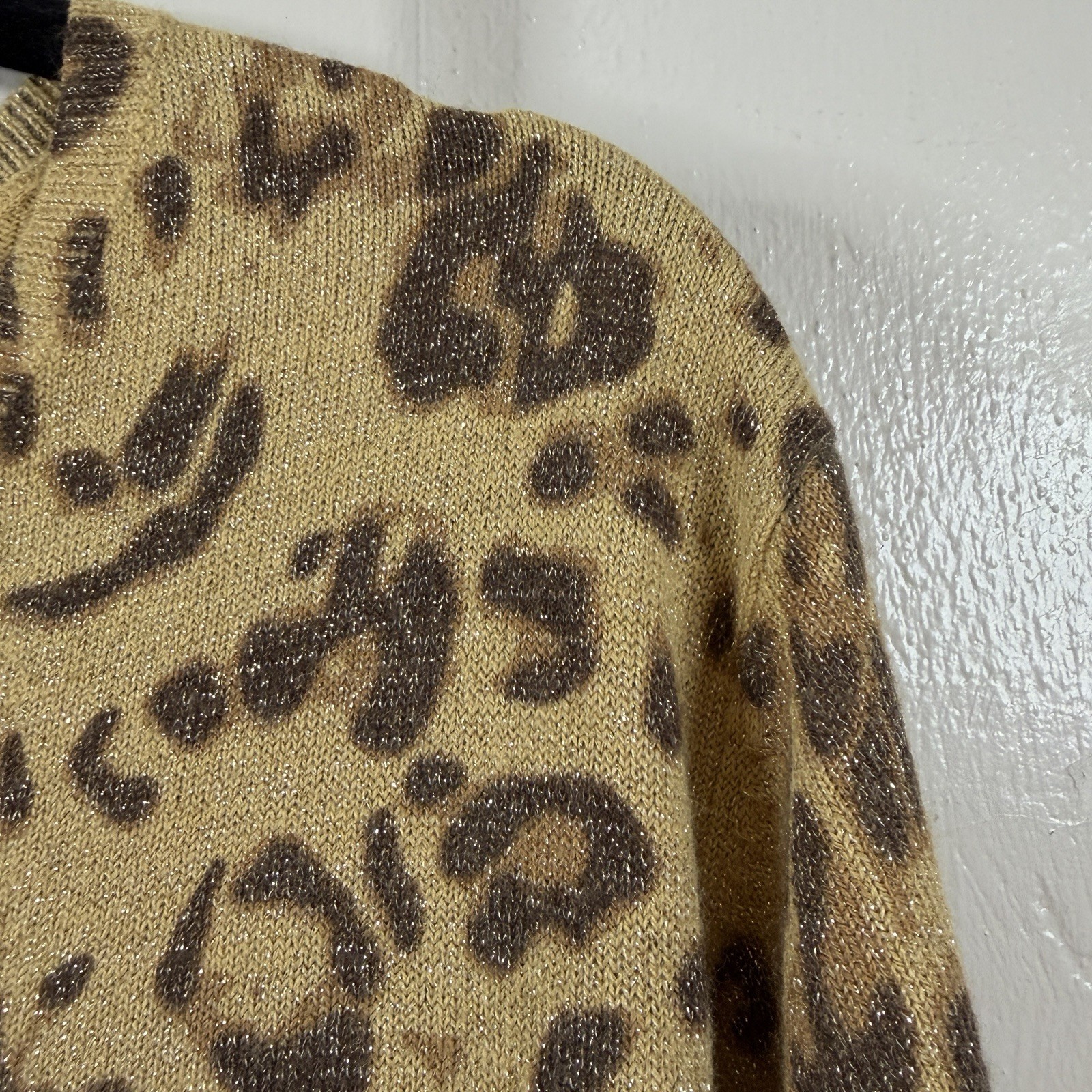 Susan Graver Style Classic Leopard Spot Pattern Glam Knit 1X Dressy Casual Party
