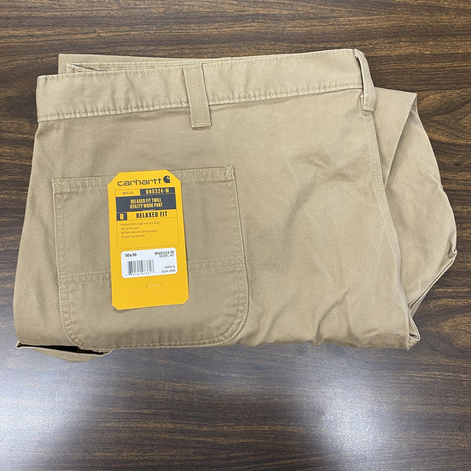Carhartt Relaxed Fit Twill Utility Work Pant Mens 50X30 Khaki BNO324-M New
