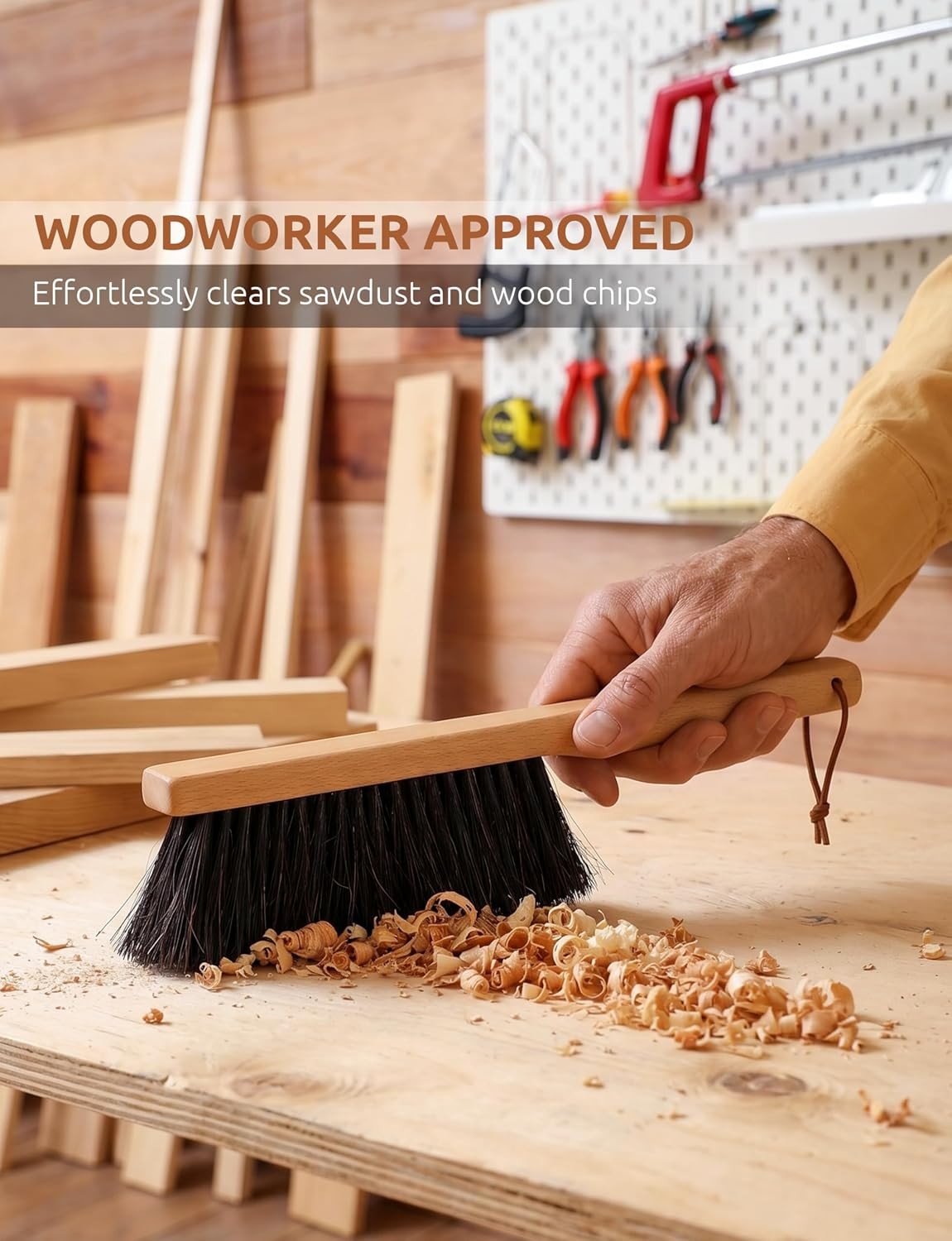 Horsehair Counter Brush, Beech Wood Handle, 12.6in Hand Brush | Sweeps