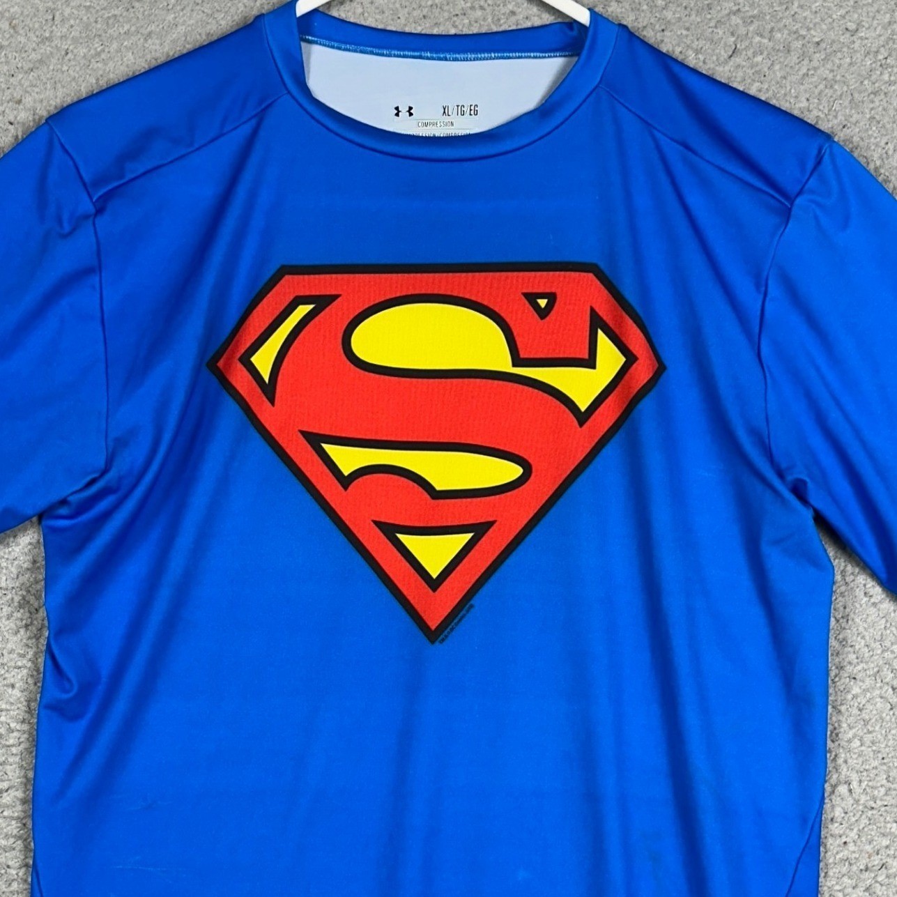 Under Armour Superman Shirt Mens XL Blue HeatGear Alter Ego Compression Athletic