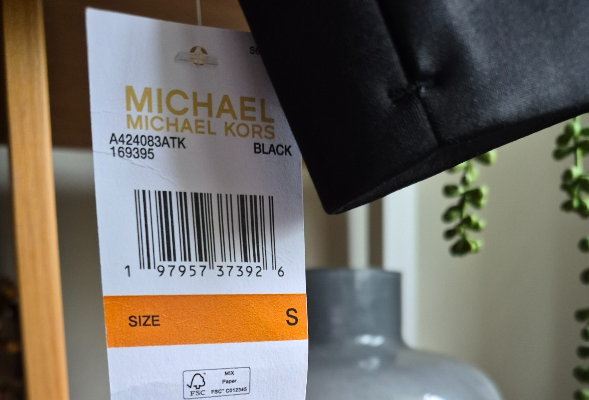 Michael Kors black multi logo print longline coat size S 42″ chest new cost £275
