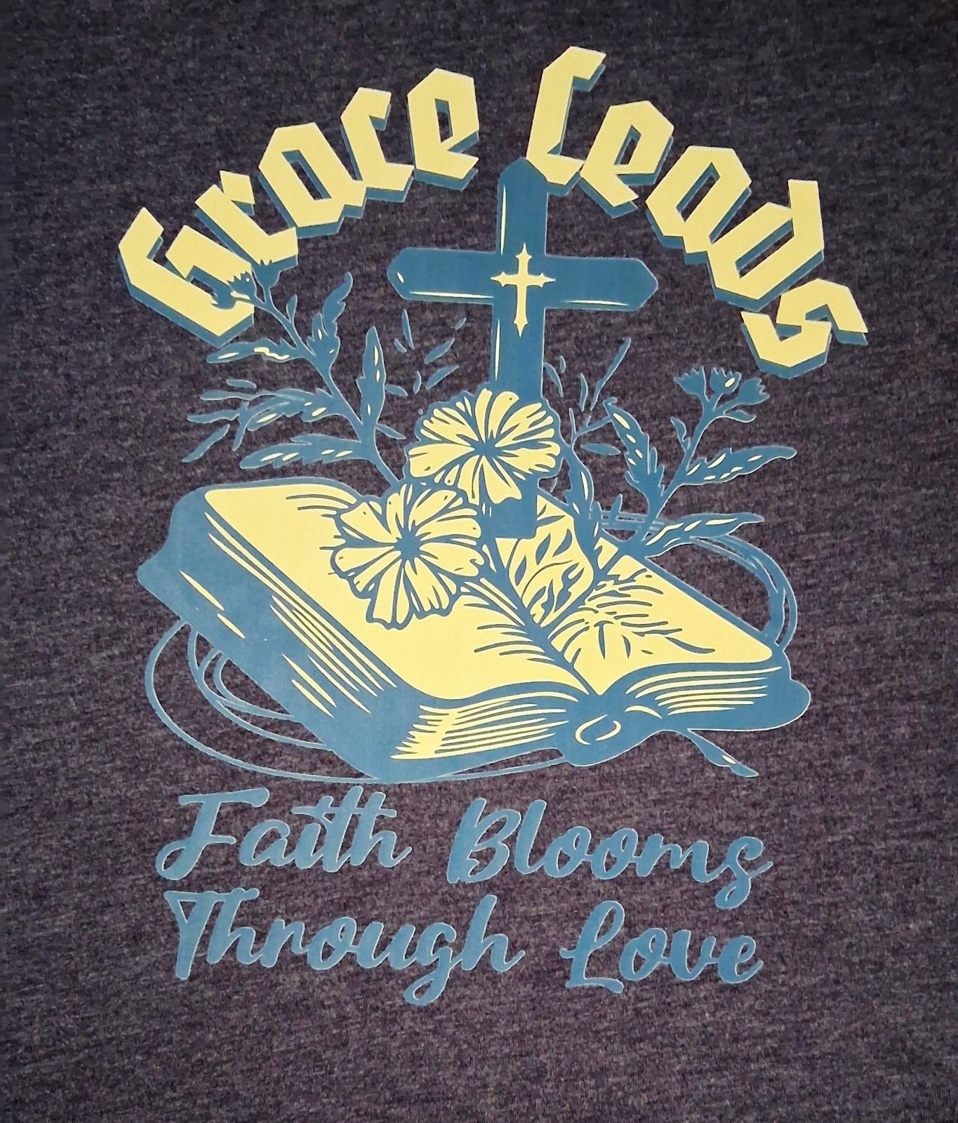 Women’s Christian T Shirt Grace Leads, XL, Faith, Jesus, God, Spiritual
