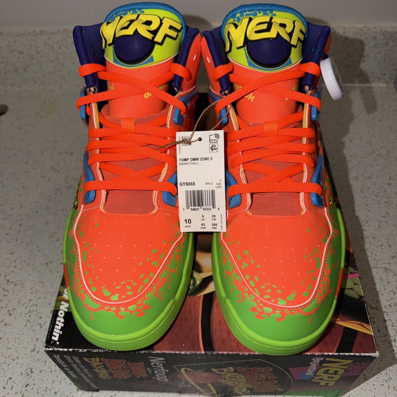 Reebok Pump Omni Zone II NERF Light Jammer Orange Shoes GY8068 Mens Size 10