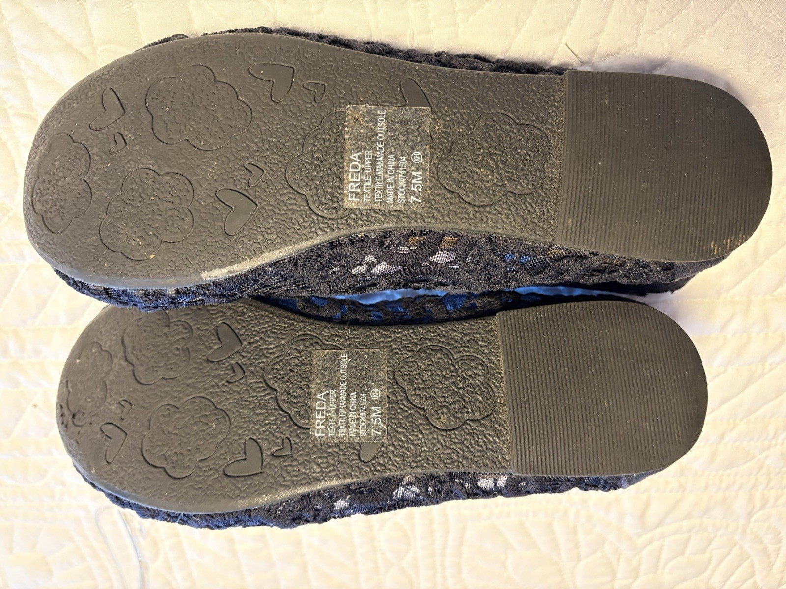 Jellypop Memory Foam Womens sz 7.5 Black Crochet Lace Slip On Ballet Flats #39